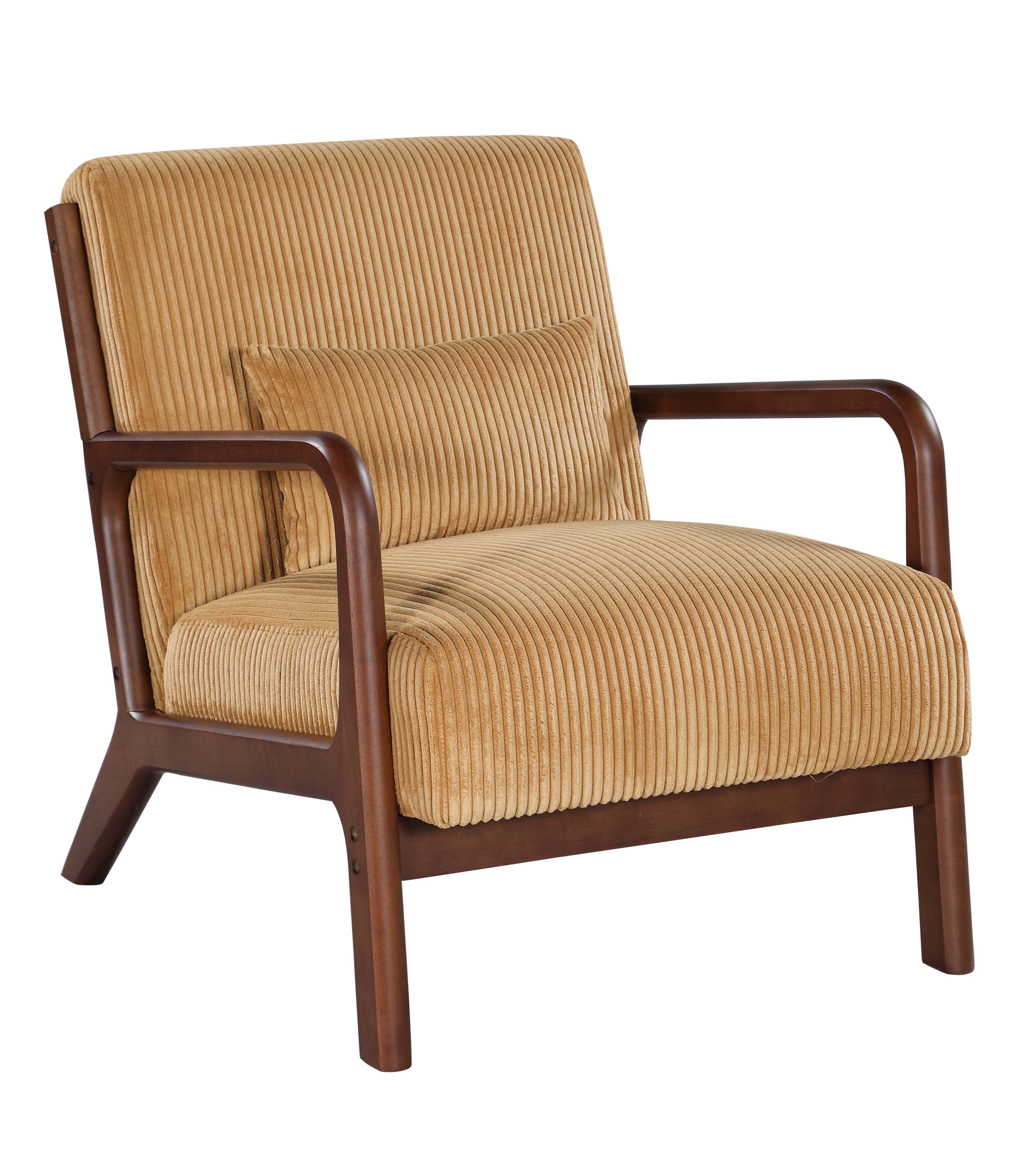 Furnibear Accent Chair, Thick Padded Corduroy Armchair with Solid Wood Frame - Easy Assembly,Yellow