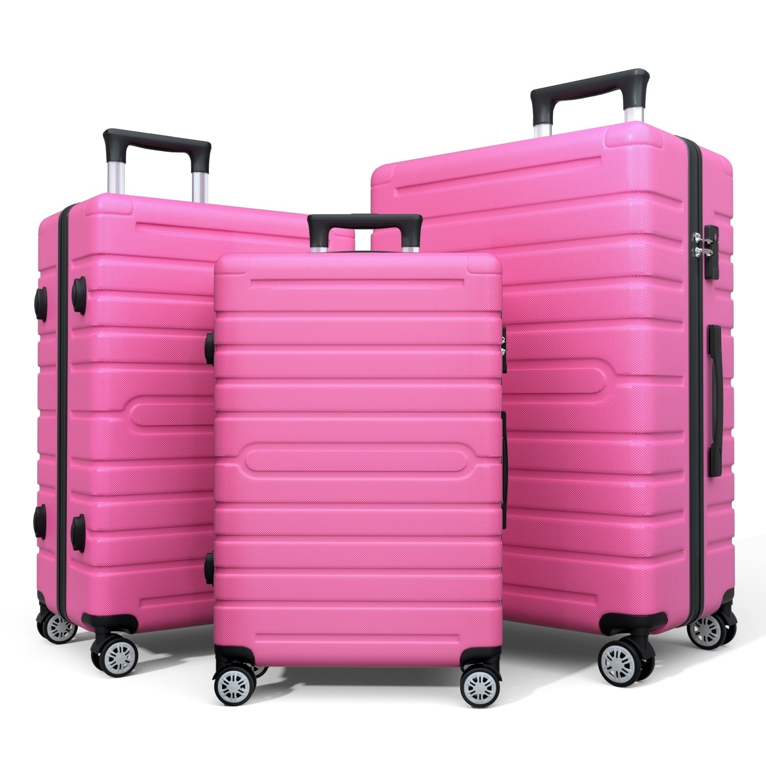 Furnibear Durable Hardside 3-Piece Luggage Set (20/24/28in) - TSA-Approved Locks, Smooth Spinner Wheels, Ideal for Short Long Trips,Pink