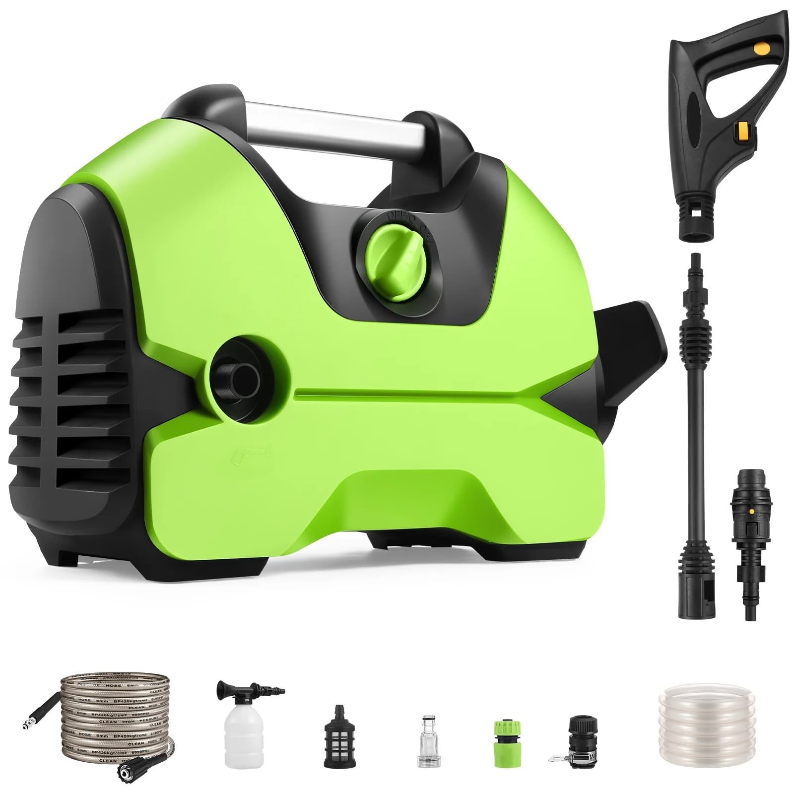 Furnibear Electric Pressure Washer 3000 PSI 2.4 GPM 25 ft Hose Leak-Free Foam Cannon 16 lb Lightweight w/Wheels 2-Year Warranty