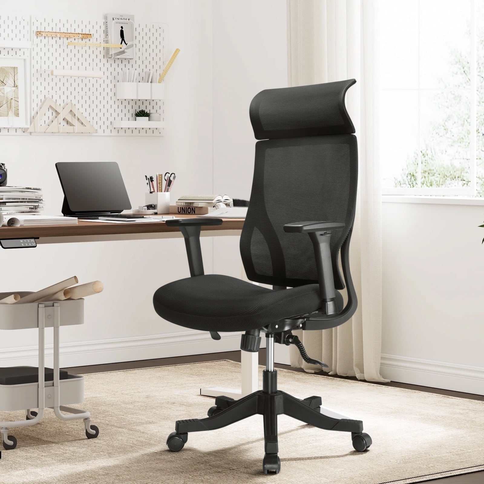 Furnibear Mesh Office Chair with 3D Armrests and Lumbar Support, High Back Desk Chair for Home Office, Adjustable Swivel Task Chair with Easy Assembly