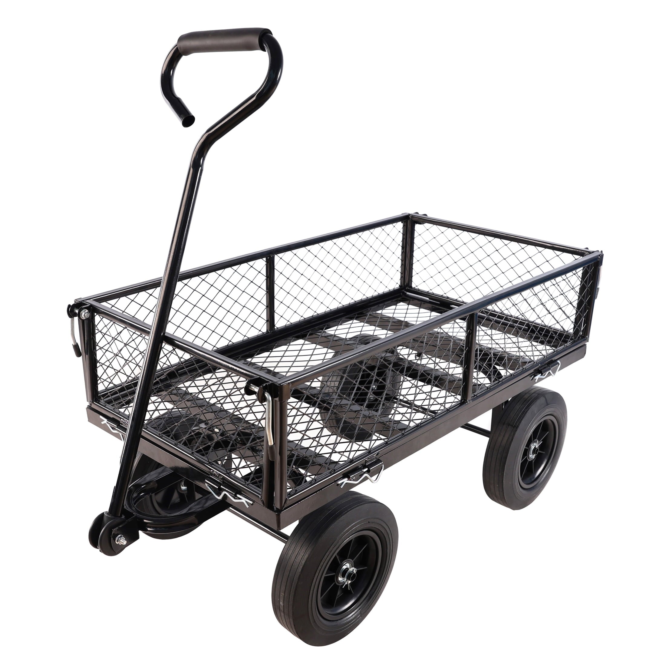 Furnibear Garden cart, Heavy Duty Steel Wagon Cart trucks With 180¡ã Swivel Handle, 6 Cu.ft Capacity, 700 lbs
