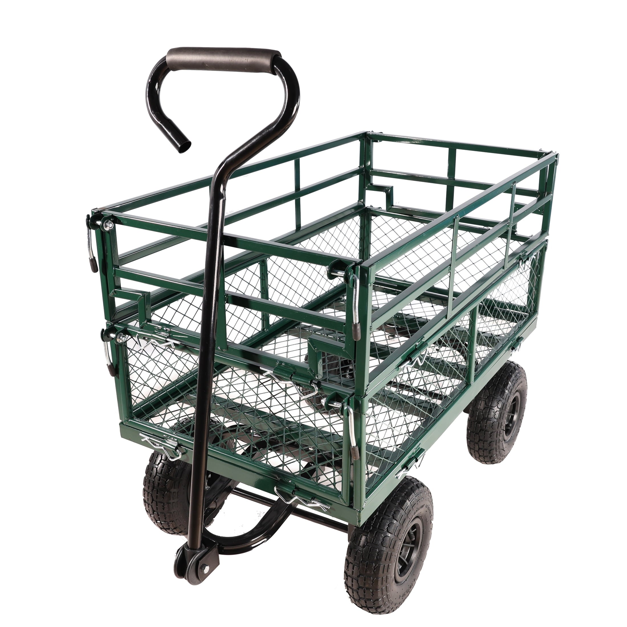 Furnibear Mesh Steel Garden cart, Heavy Duty Wagon Cart trucks With 180¡ã Swivel Handle, 10 Cu.ft Capacity, 1200 lbs
