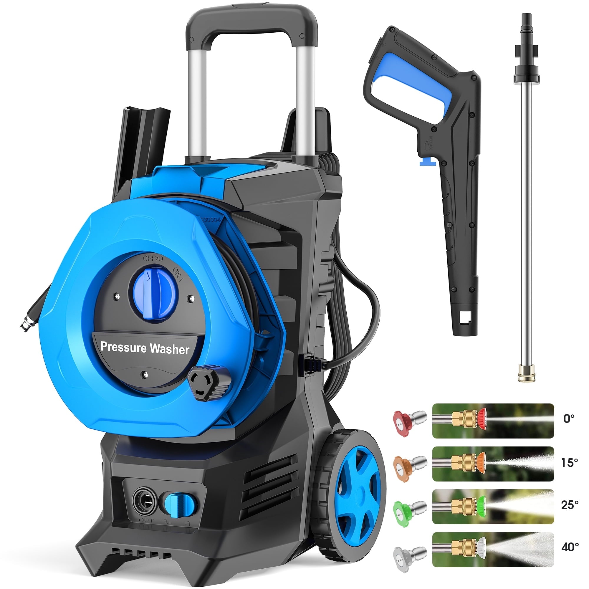 Furnibear 3800 PSI Electric Pressure Washer, 1800W Power Washer with 4 Quick-Connect Nozzles Soap Bottle, IPX5 Waterproof TSS Safety Lock for Car, Patio Driveway Cleaning