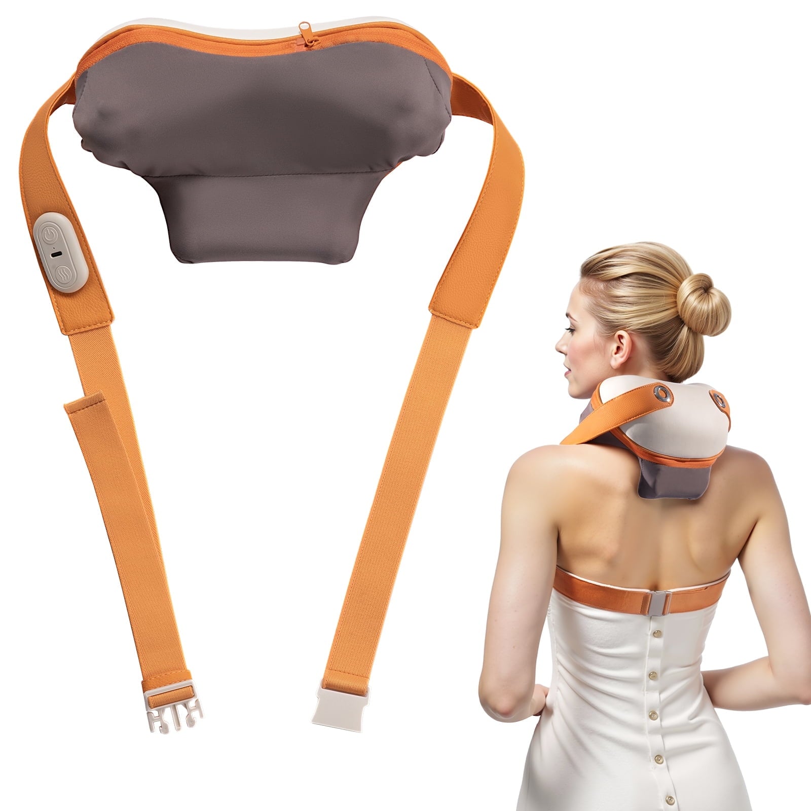 Furnibear Shiatsu Neck Massager with Constant Temperature Heat - Cordless and Portable, Multi-Purpose for Neck/Shoulder/Back/Leg, Deep Muscle Pain Relief