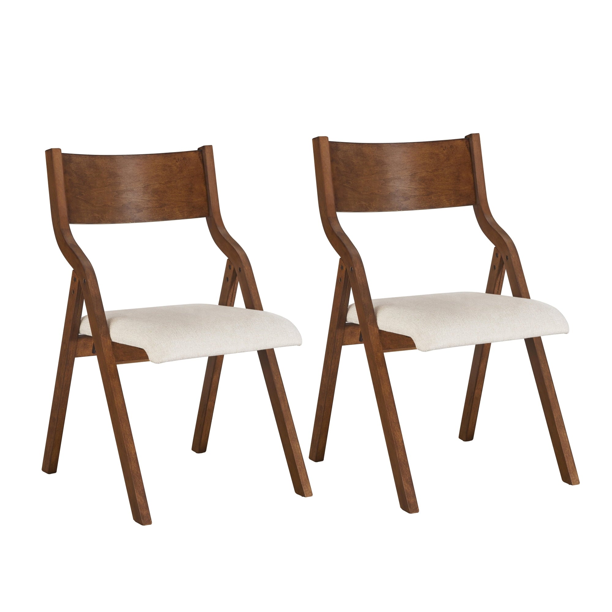 Furnibear Wood 2 Pack Folding Chairs, Comfortable Velvet Padded Protable Chairs