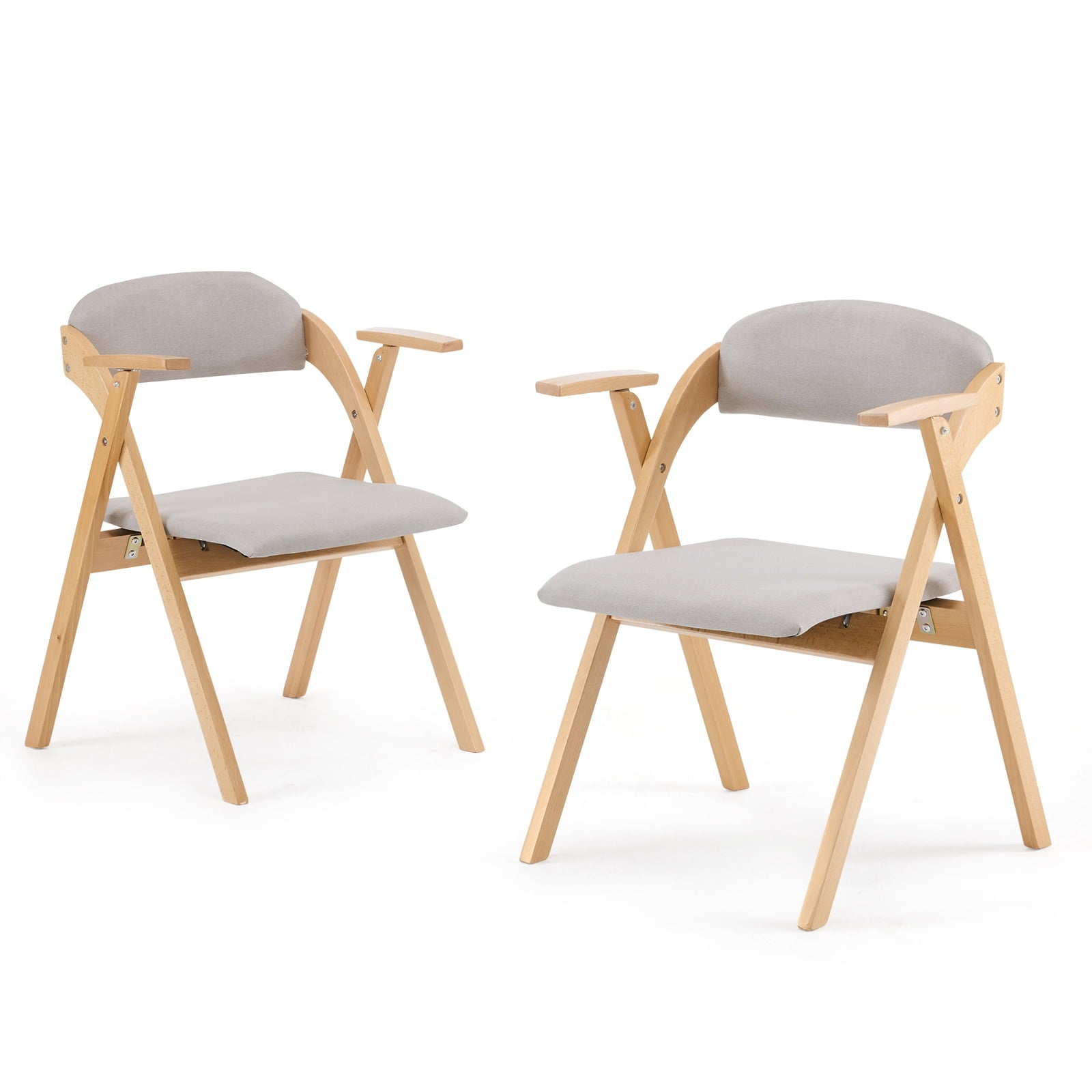 Furnibear Wood 2 Pack Folding Chairs, Comfortable Velvet Padded Protable Chairs