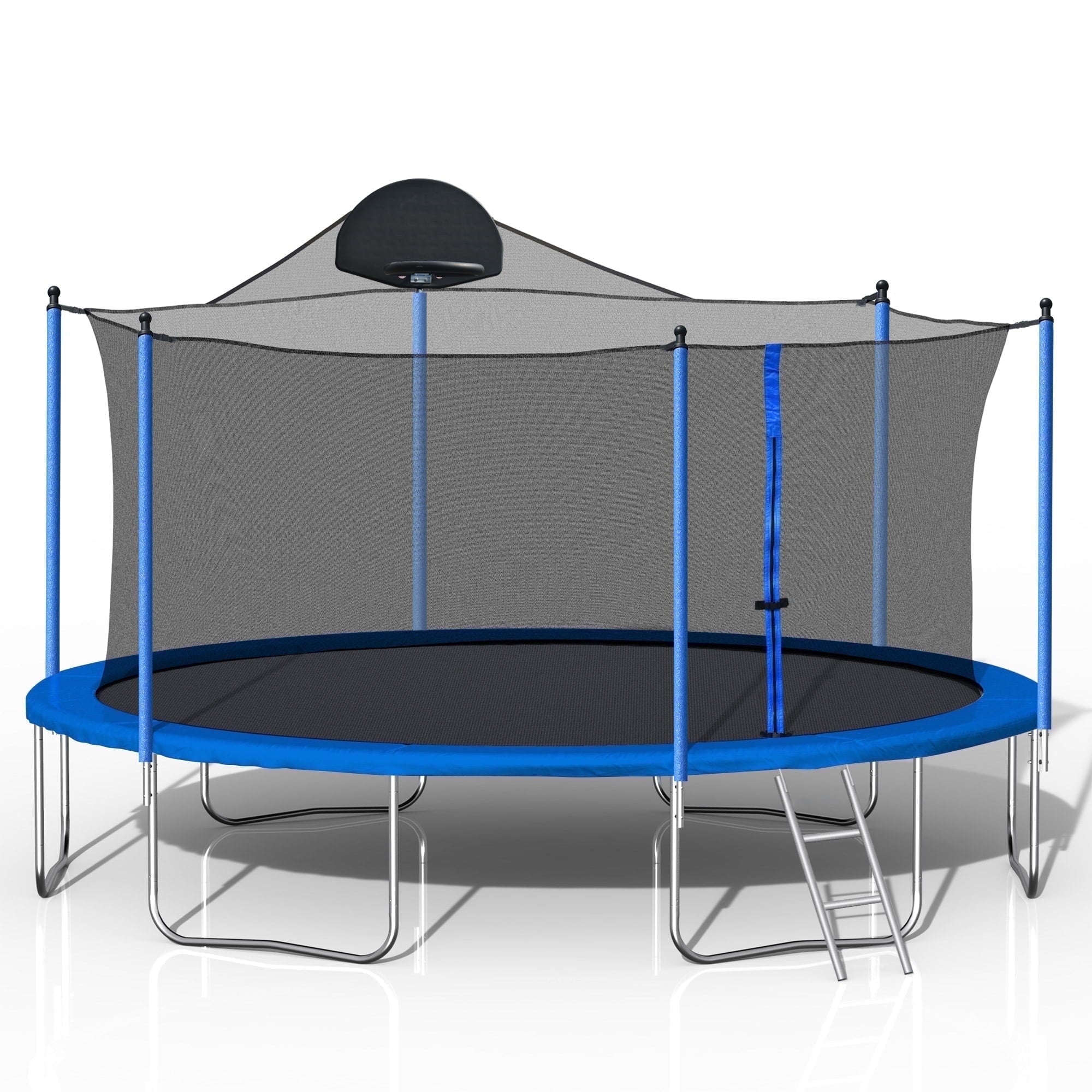 Furnibear 15 FT Trampoline with Basketball Hoop, Heavy Duty Steel Frame Folding Trampoline