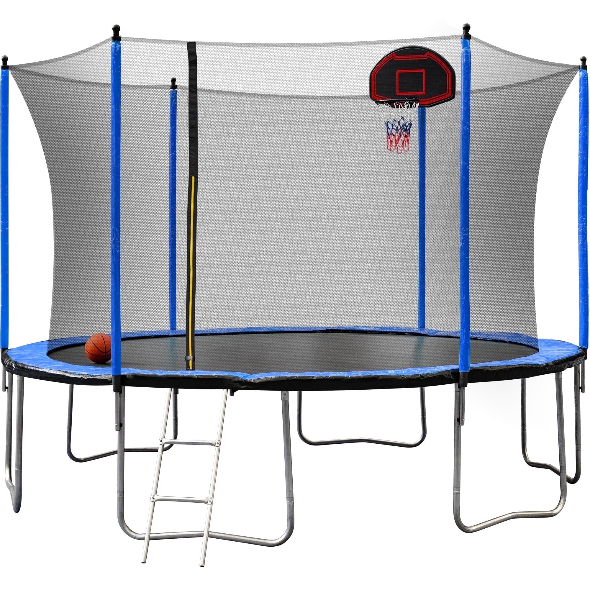 Furnibear 8 FT Trampoline with Basketball Hoop, Exercise Rebounder Mini Trampoline for Adults, Foldable with Adjustable Handle Max Load 630lbs