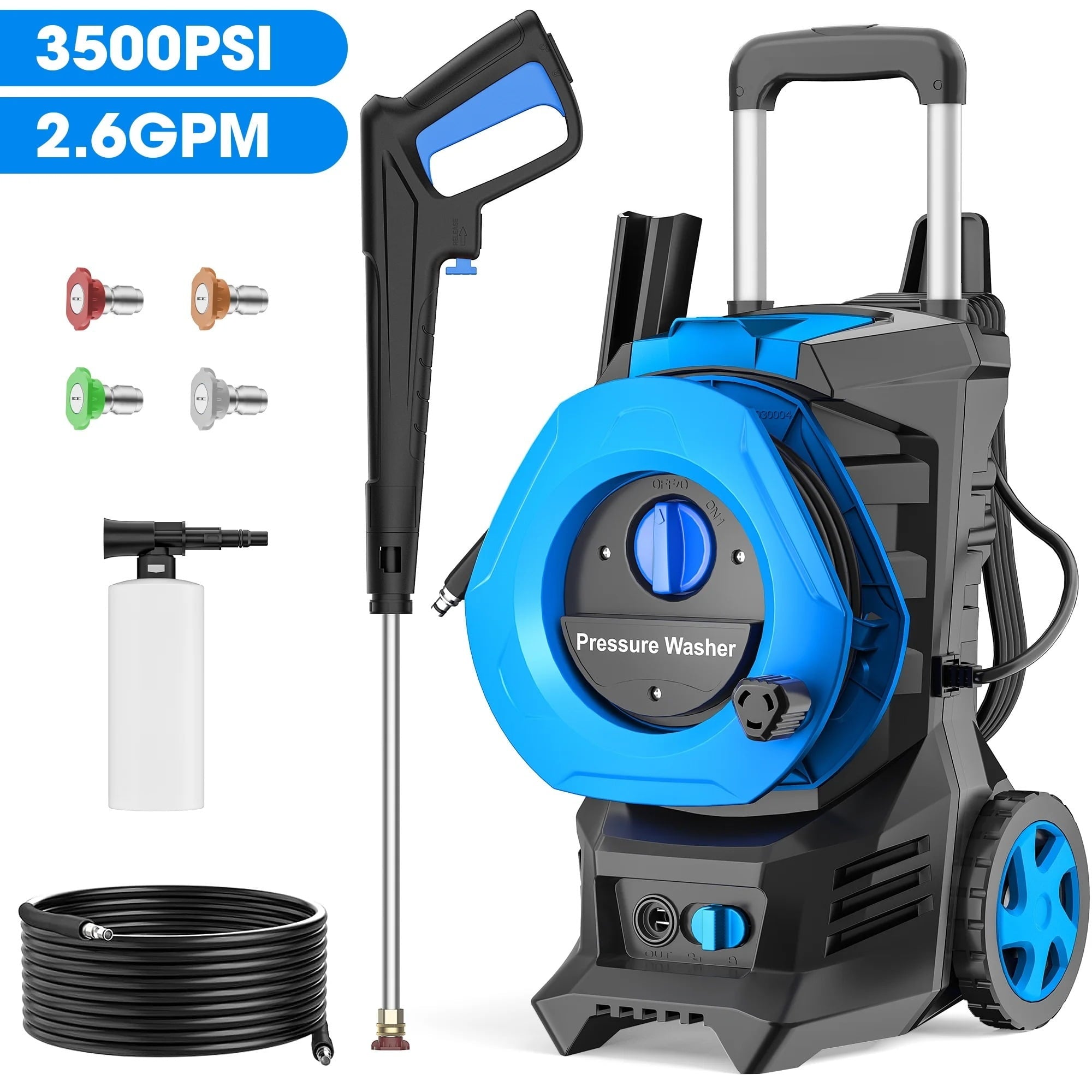 Pressure Washer, 3500PSI 2.6 GPM Max Power Washer Electric Poweredfor Cars, Fences, Patios, Decks, Patios