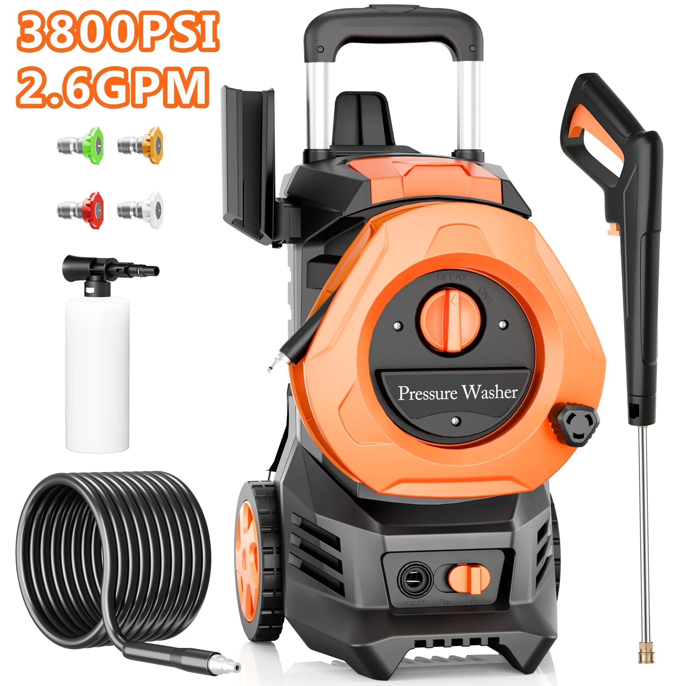Pressure Washer, 3800PSI 2.6 GPM Max Power Washer Electric Poweredfor Cars, Fences, Patios, Decks, Patios