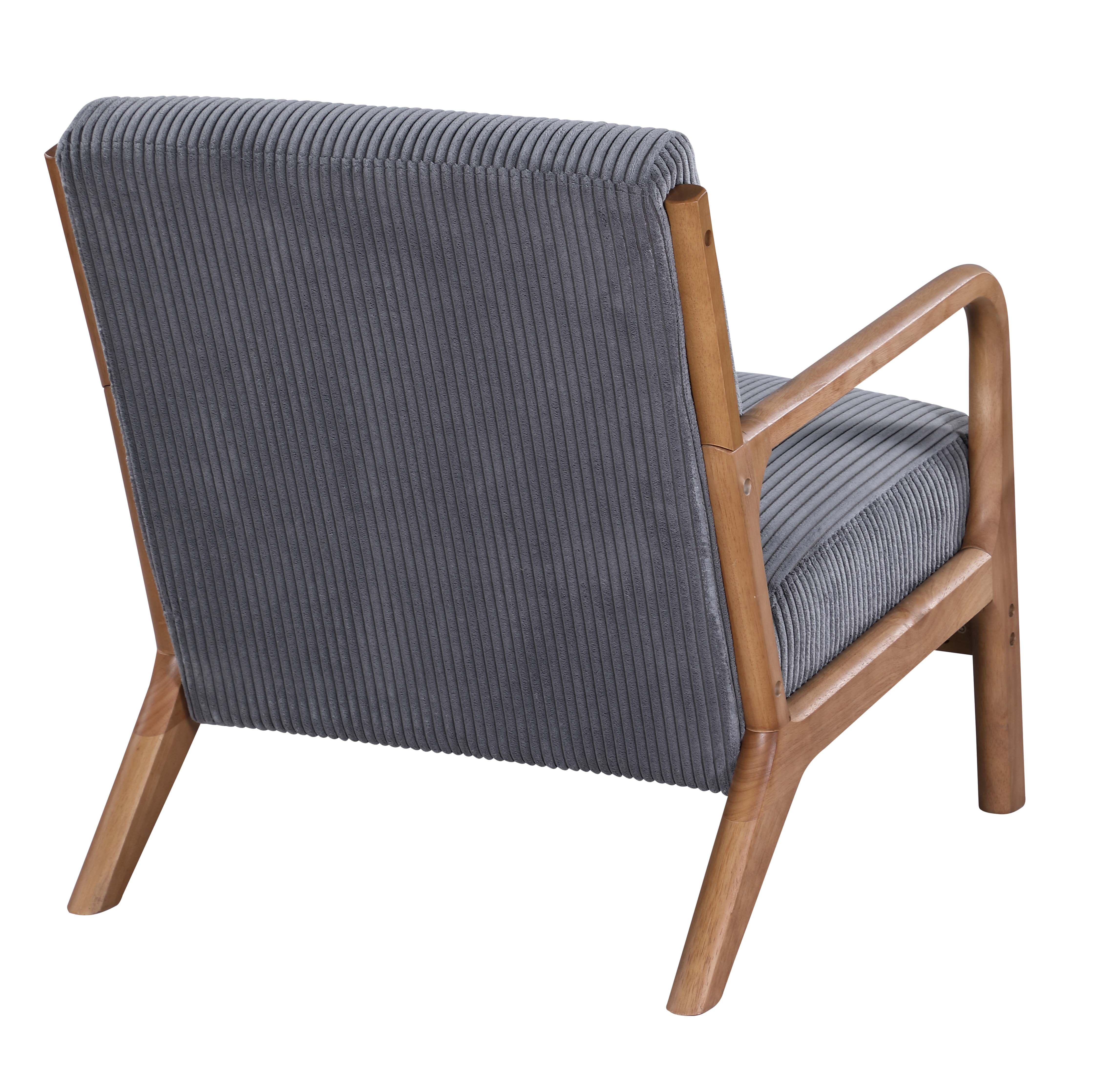 Furnibear Accent Chair, Thick Padded Corduroy Armchair with Solid Wood Frame - Easy Assembly,Gray