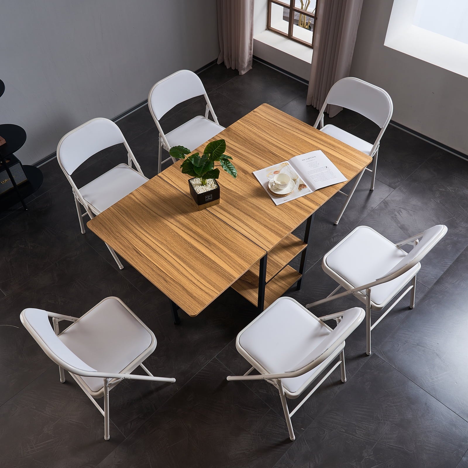 Furnibear 6 Pack Folding Chairs, Leather Padded Cushion Chairs with Comfortable Cushion and Stainless Steel Frame for Home and Office, for Indoor and Outdoor Events
