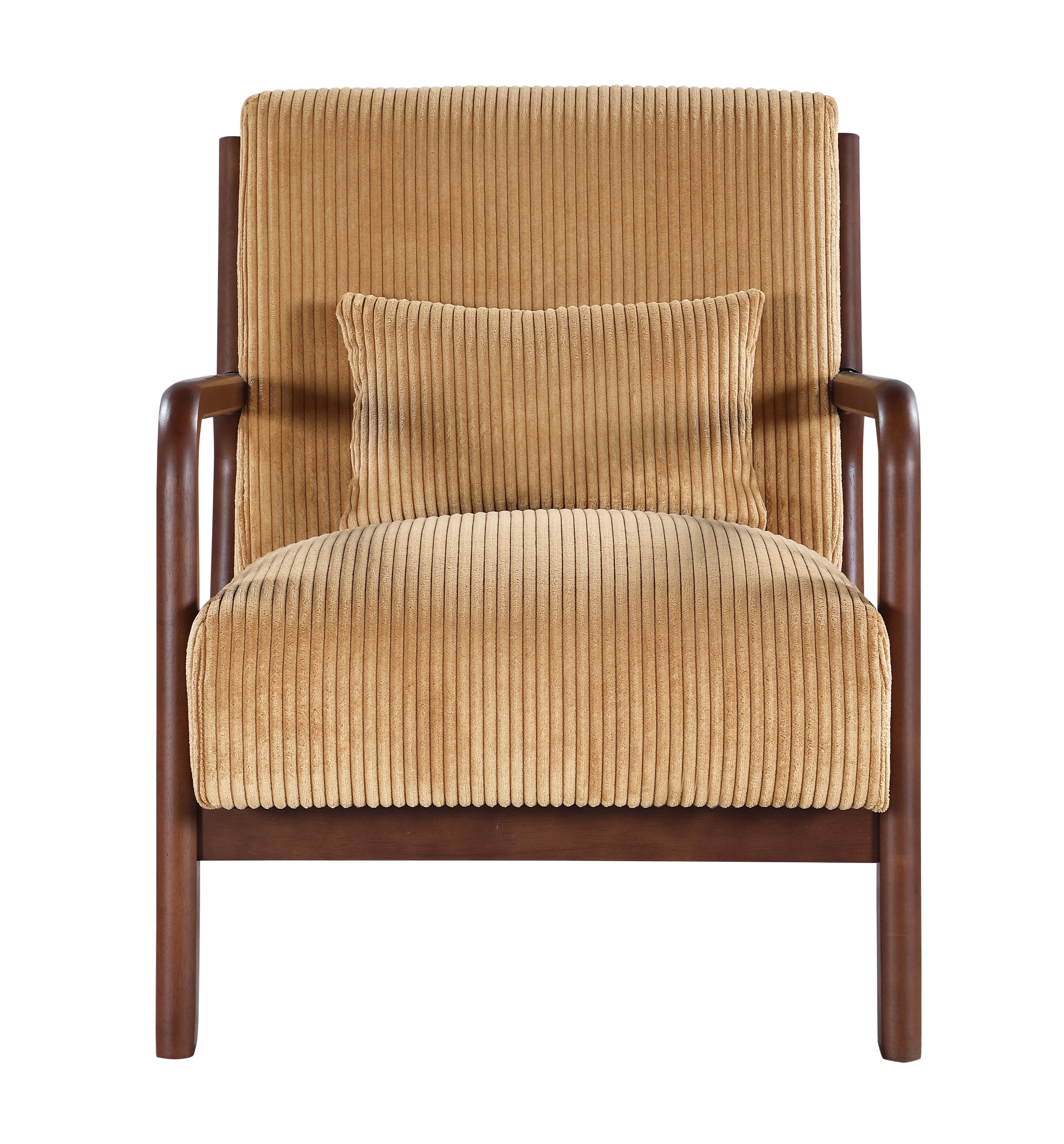 Furnibear Accent Chair, Thick Padded Corduroy Armchair with Solid Wood Frame - Easy Assembly,Yellow