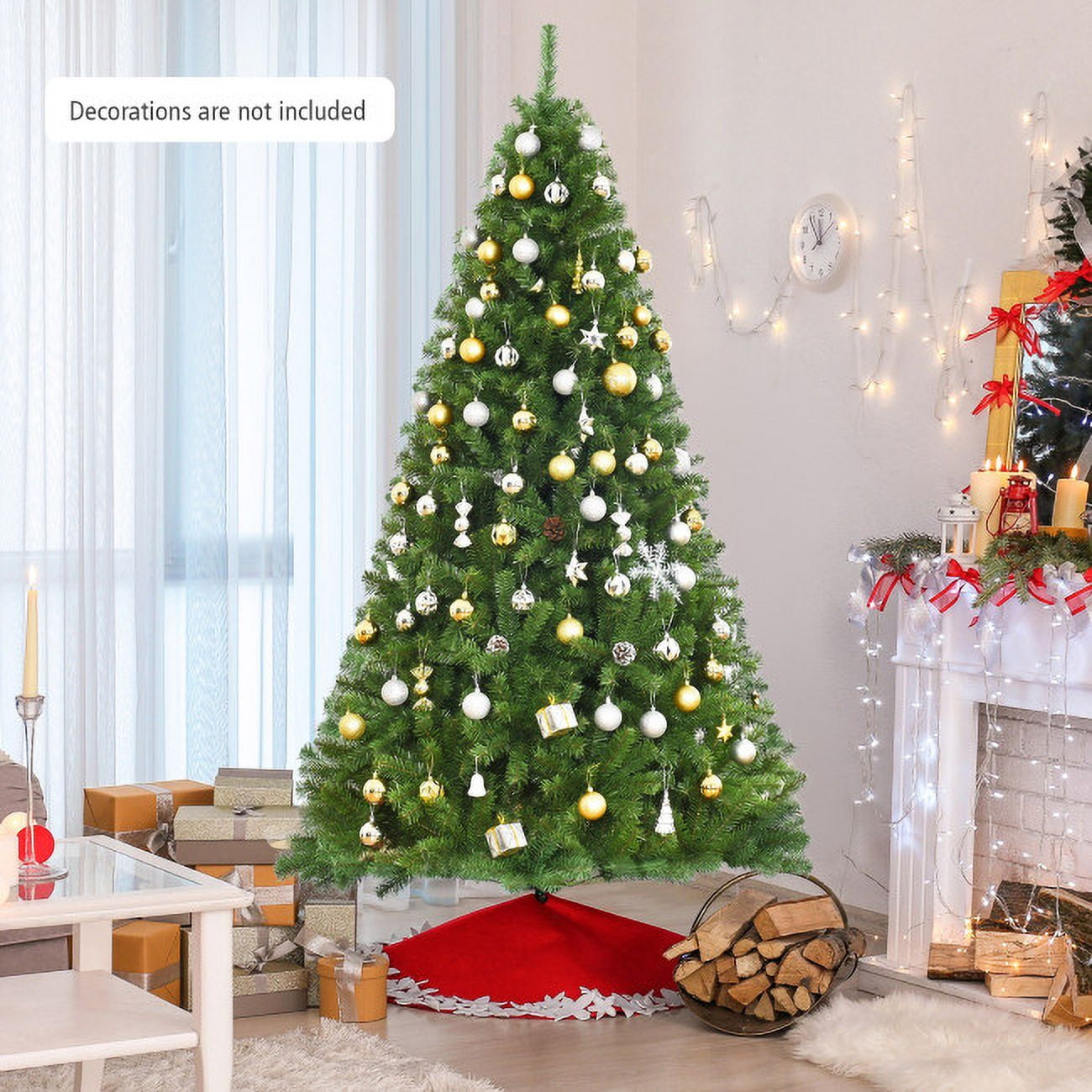 Furnibear 6ft Pre-Lit Christmas Tree with 250 Color Changing LED Lights for Home, Office, and Party Decoration