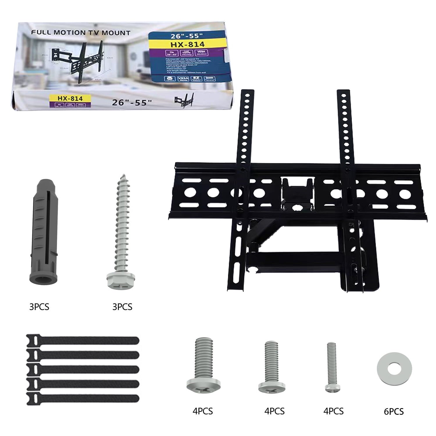 Furnibear Full Motion TV Wall Mount for 26-55 inch LED TV, Corner TV Bracket Swivel Tilt