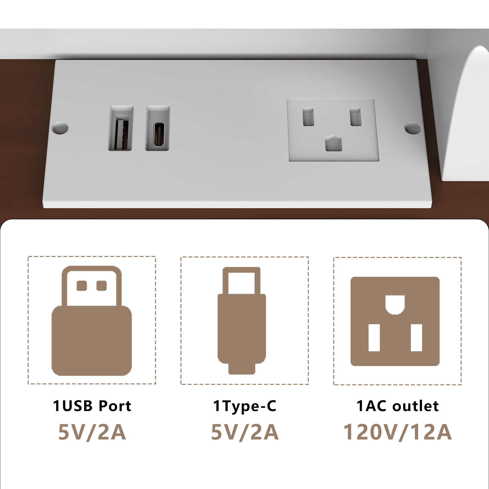 Furnibear Vanity Desk Set with Mirror and Light, Farmhouse Makeup Table with Charging Station, Drawers and Cabinet, 3 Color Modes Brightness Adjustable