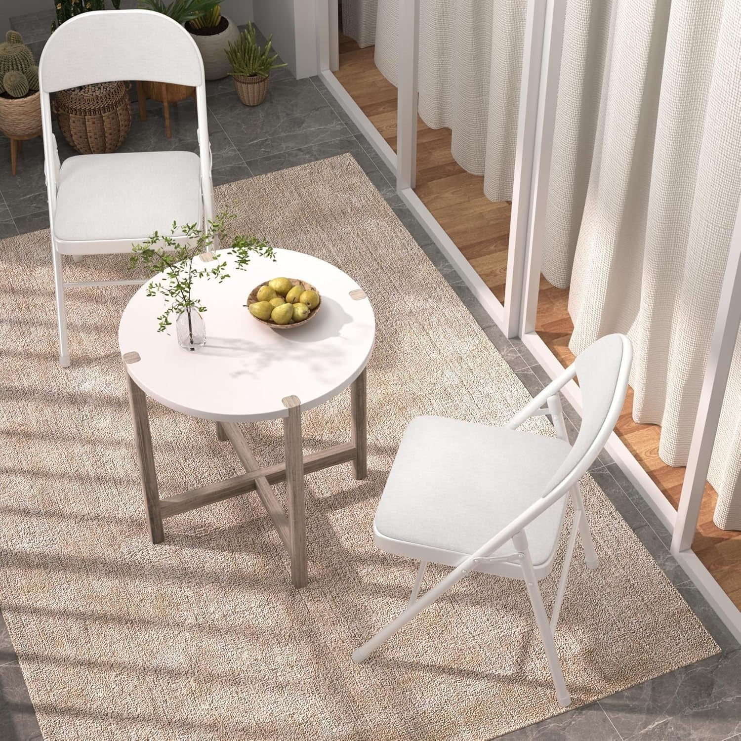 Furnibear 4 Pack Folding Chairs with Padded Vinyl Seat, Heavy-Duty Metal Frame, Supports 330 lbs, Portable Lightweight,Gray