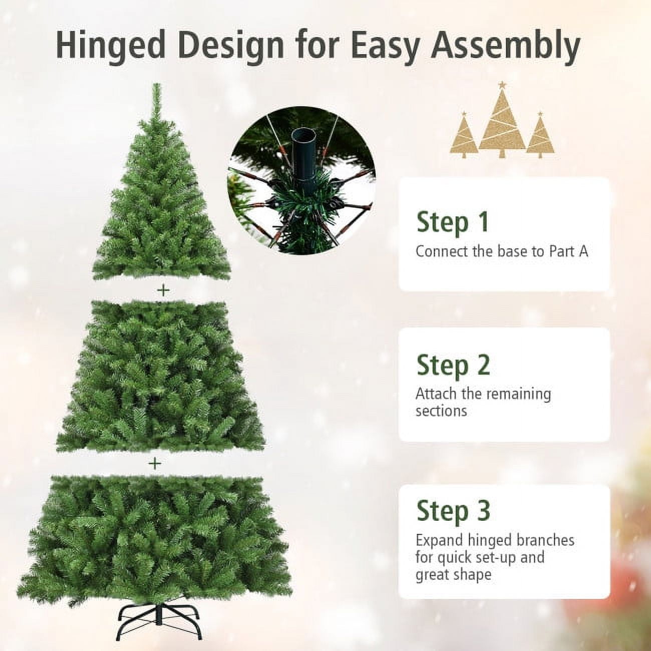 Furnibear 7.5ft Flocked Artificial Christmas Tree, Pre-Lit Christmas Trees with 300 LED Lights, White Multicolor, Easy Setup, Ideal for Holiday Decor