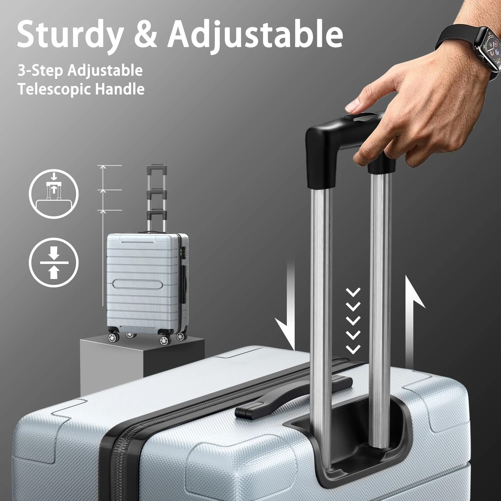 Furnibear 3-Piece Expandable Hardside Luggage Set, 20/24/28in with TSA Locks Silent 8-Wheel Spinners