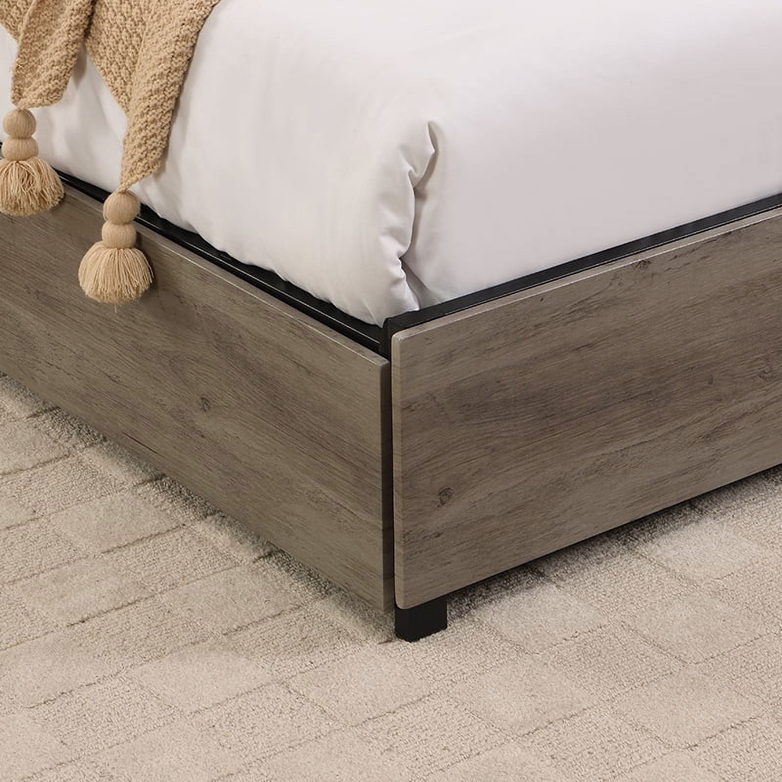Furnibear Queen Bed Frame with USB Charging Station and Storage Headboard, Heavy-Duty Shake-Free Platform, No Box Spring Needed, Easy Tool-Free Assembly, Gray