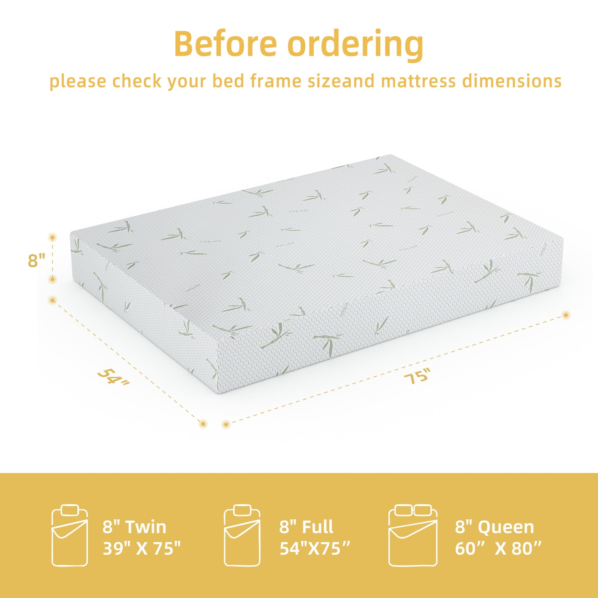 Furnibear 10 inch Twin Mattress, Gel Green Tea Infused Memory Foam Mattress,Adult