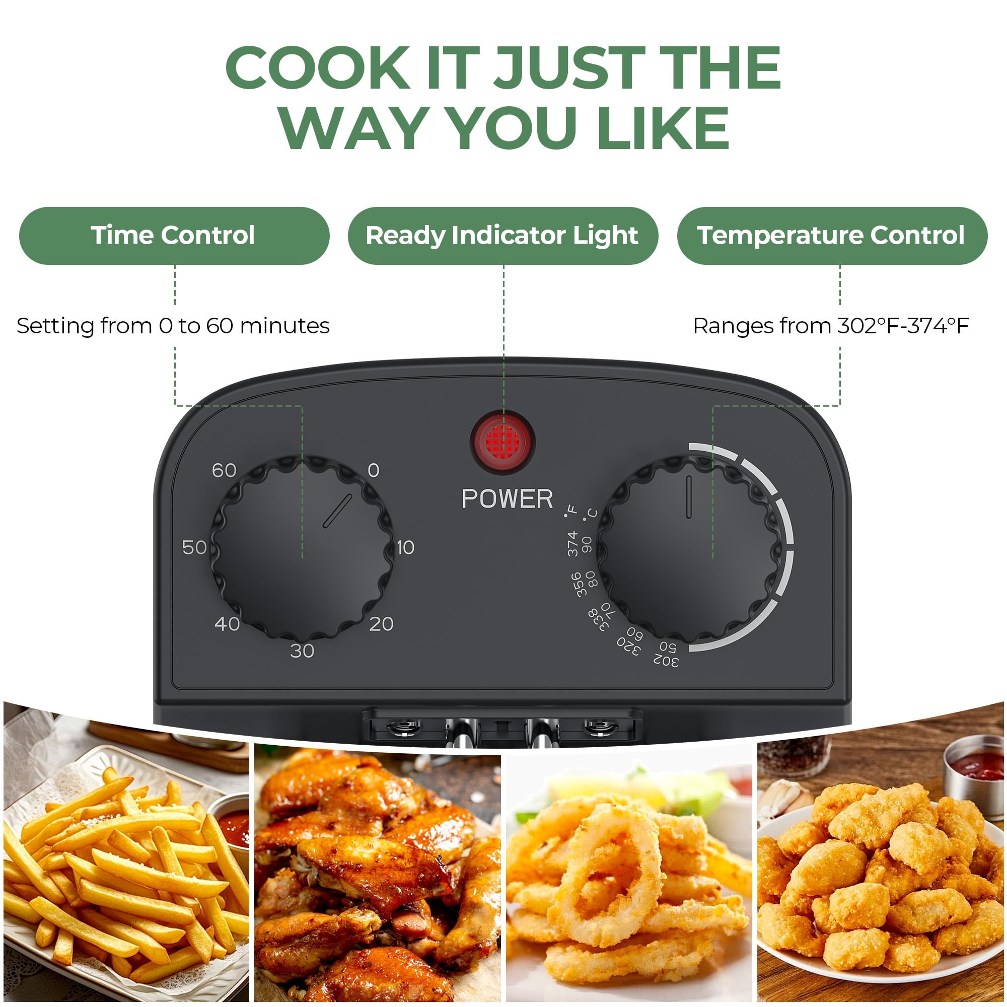 Furnibear Electric Deep Fryer with 3 Frying Baskets, 5L 1700W Large Fryer Adjustable Temperature,View Window Lid for Kitchen, Fry Fish for Home Use,Silver