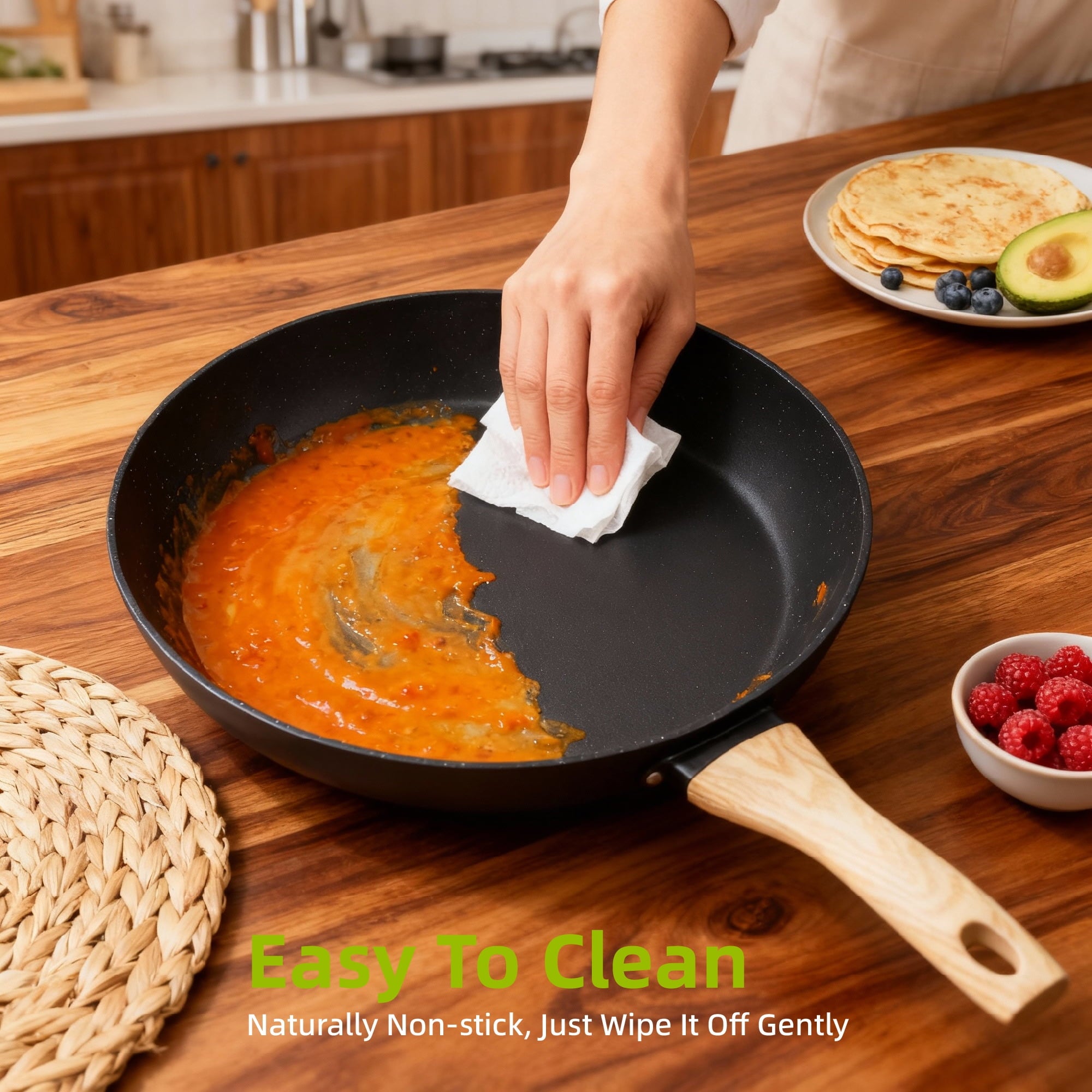 Furnibear 16pcs Nonstick Pots and Pans Set, Ceramic Cookware Set with Pots Protectors and Cooking Utensils, for RV and Camping Balck