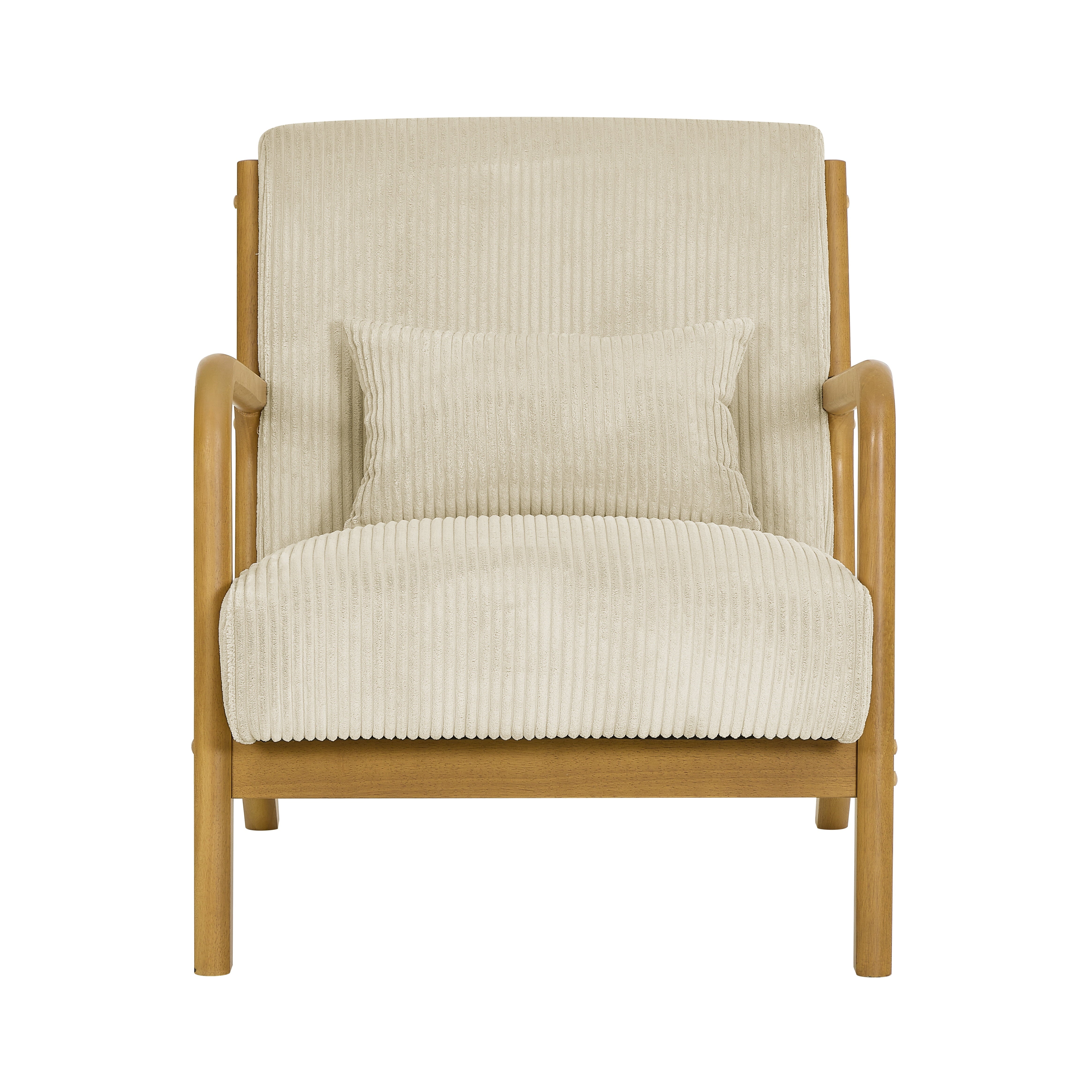 Furnibear Accent Chair, Thick Padded Corduroy Armchair with Solid Wood Frame - Easy Assembly,Beige