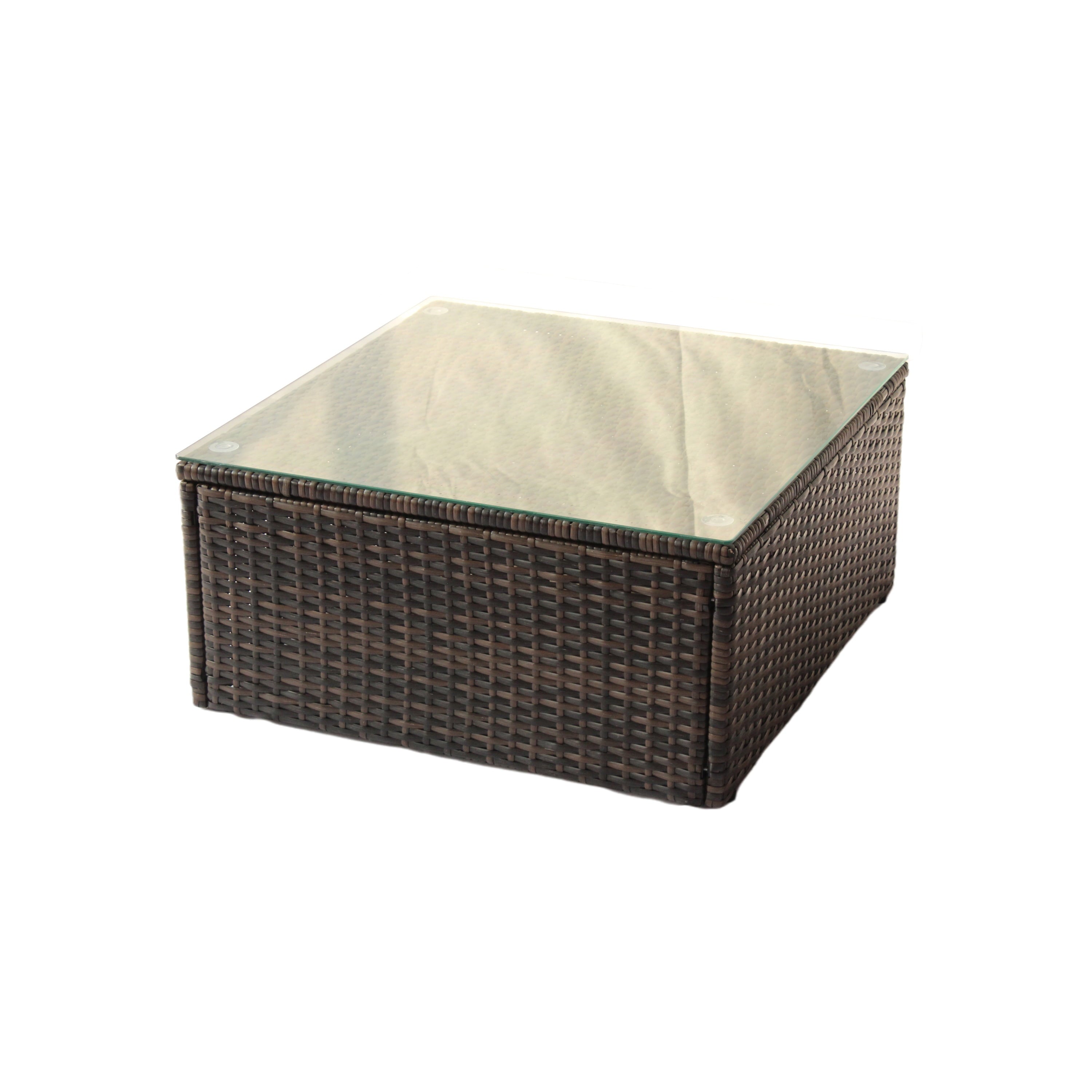 Furnibear 7 Pieces Outdoor Patio Sectional Sofa Couch, Brown Wicker Patio Furniture Conversation Sets with Washable Cushions and Glass Coffee Table for Garden, Poolside, Backyard