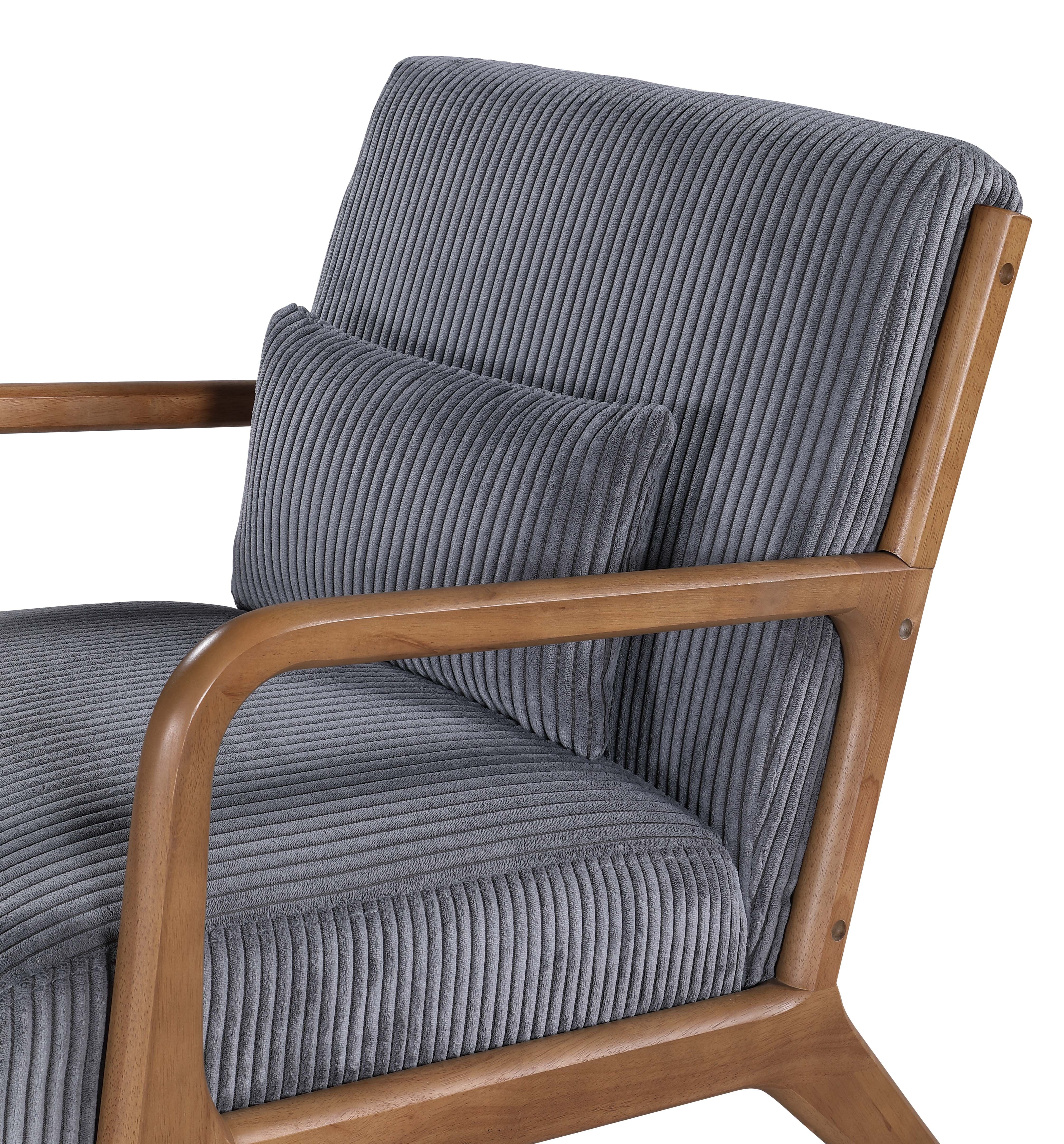 Furnibear Accent Chair, Thick Padded Corduroy Armchair with Solid Wood Frame - Easy Assembly,Gray
