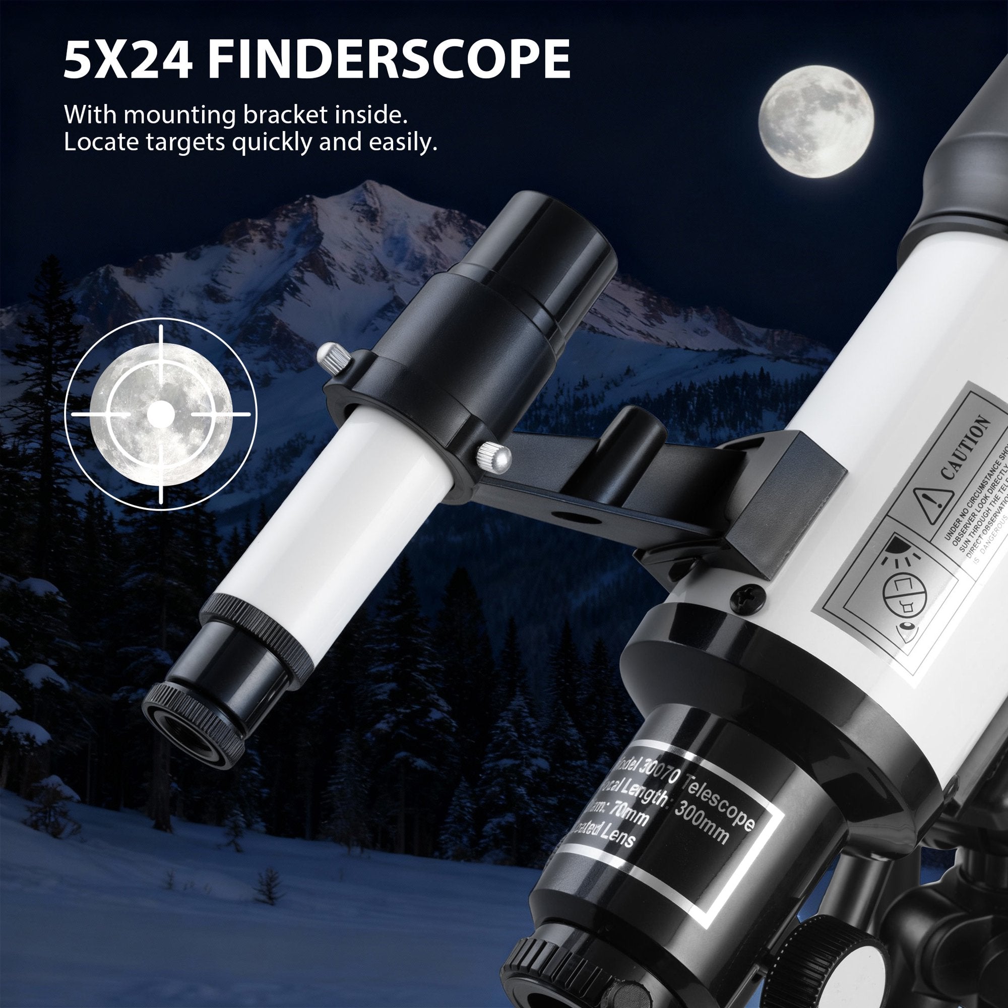 Furnibear Telescope for Kids and Adults 70mm Aperture High Powered Refractor Astronomy Telescope with Tripod and Phone Adapter,White
