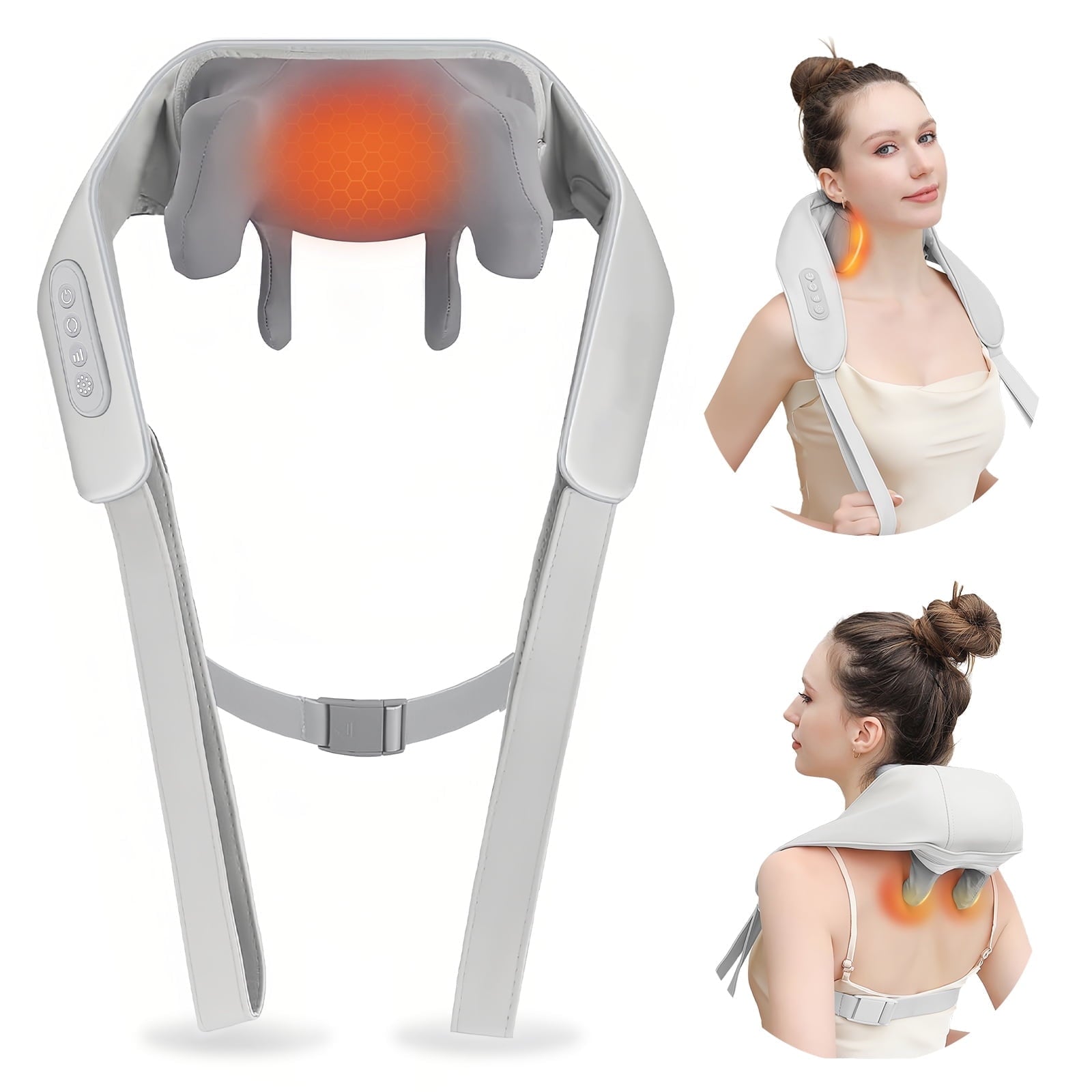 Furnibear Shiatsu Neck Massager with Constant Temperature Heat - Cordless and Portable, Multi-Purpose for Neck/Shoulder/Back/Leg, Deep Muscle Pain Relief