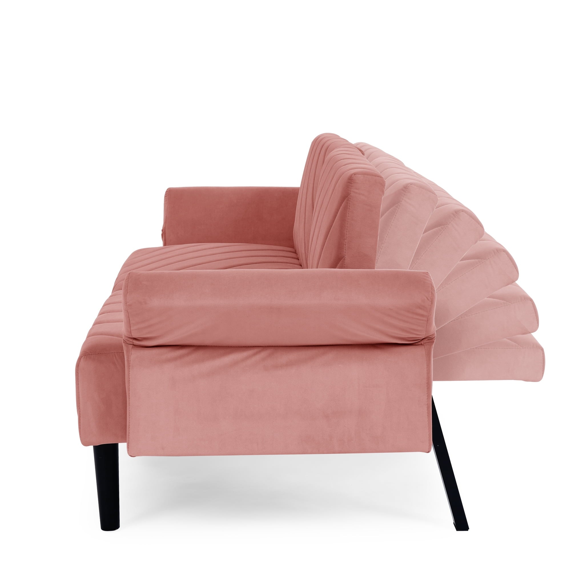 Furnibear 87in Futon Sofa Bed, Velvet Fabric Comfy Futon Couch Bed, Convertible Sleeper Sofa with Adjustable Backrestand Armrests, Modern Loveseat Sleeper for Living Room, Bedroom