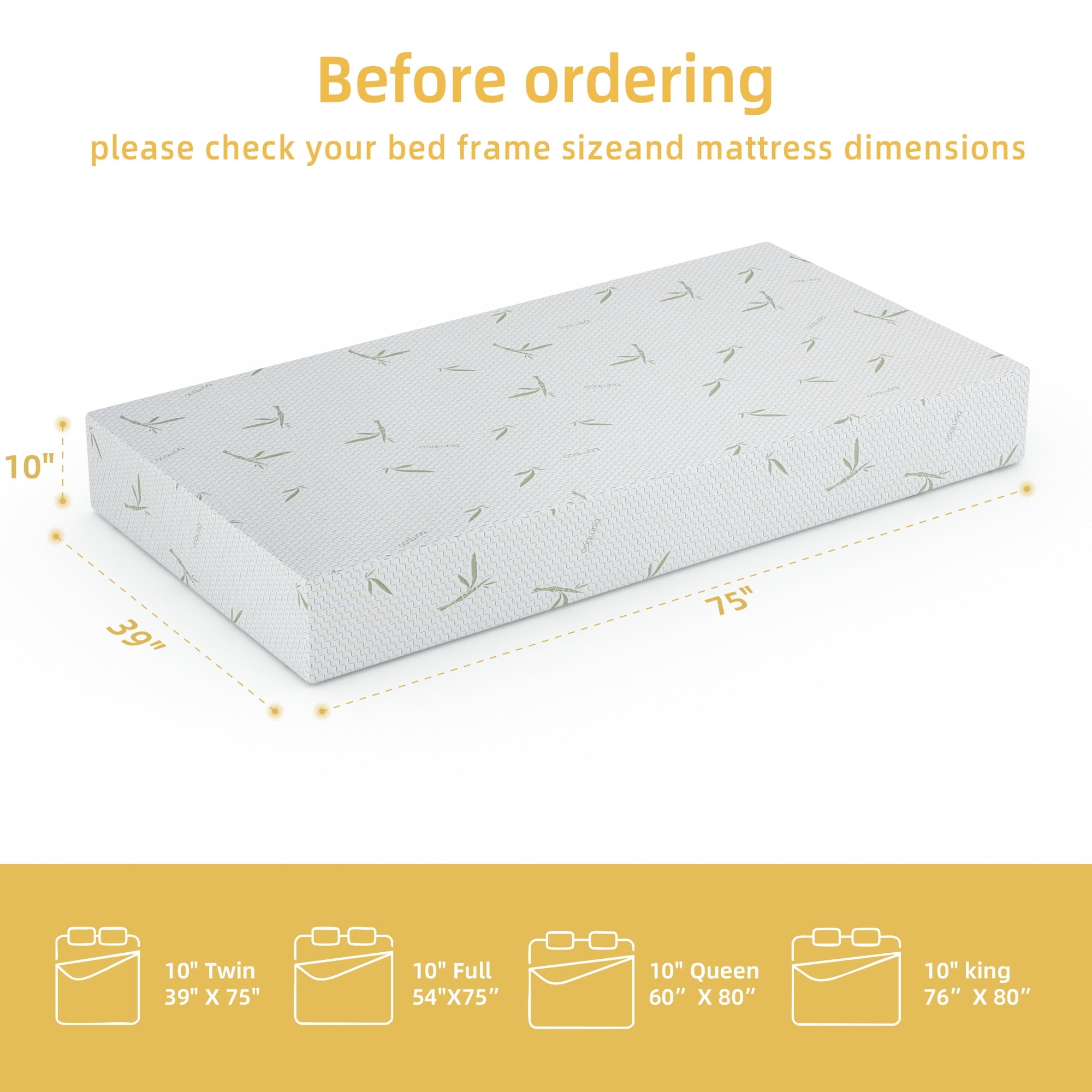 Furnibear 8 inch Full Mattress, Gel Green Tea Infused Memory Foam Mattress,Adult
