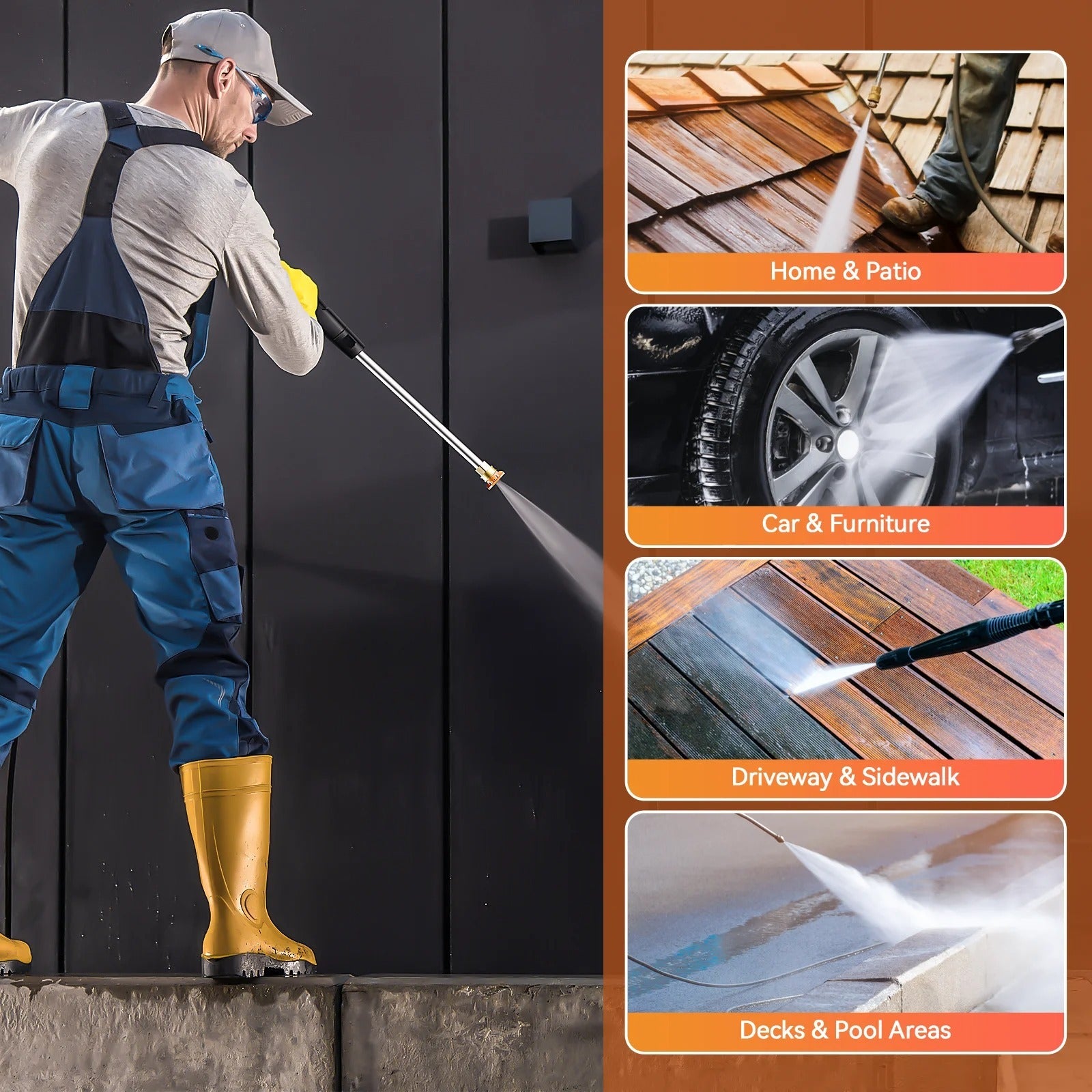 Pressure Washer, 3800PSI 2.6 GPM Max Power Washer Electric Poweredfor Cars, Fences, Patios, Decks, Patios