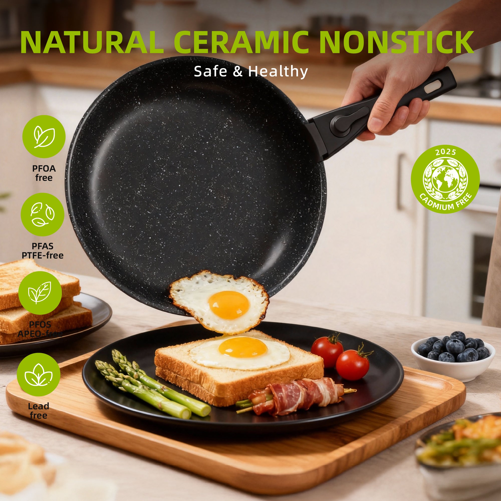 Furnibear 20pcs Pots and Pans Set Nonstick, Kitchen Ceramic Cookware Set for RV and Camping, with Pots Protectors and Cooking Utensils, Black