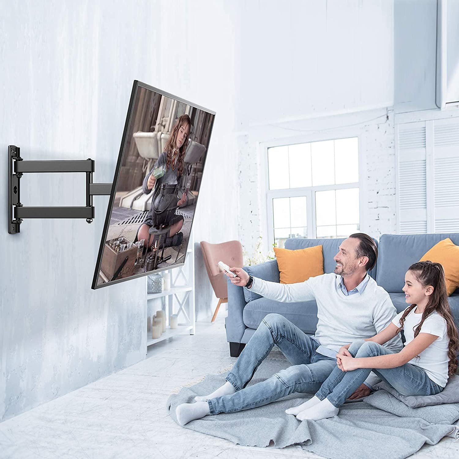 Furnibear Full Motion TV Wall Mount for 26-55 inch LED TV, Corner TV Bracket Swivel Tilt