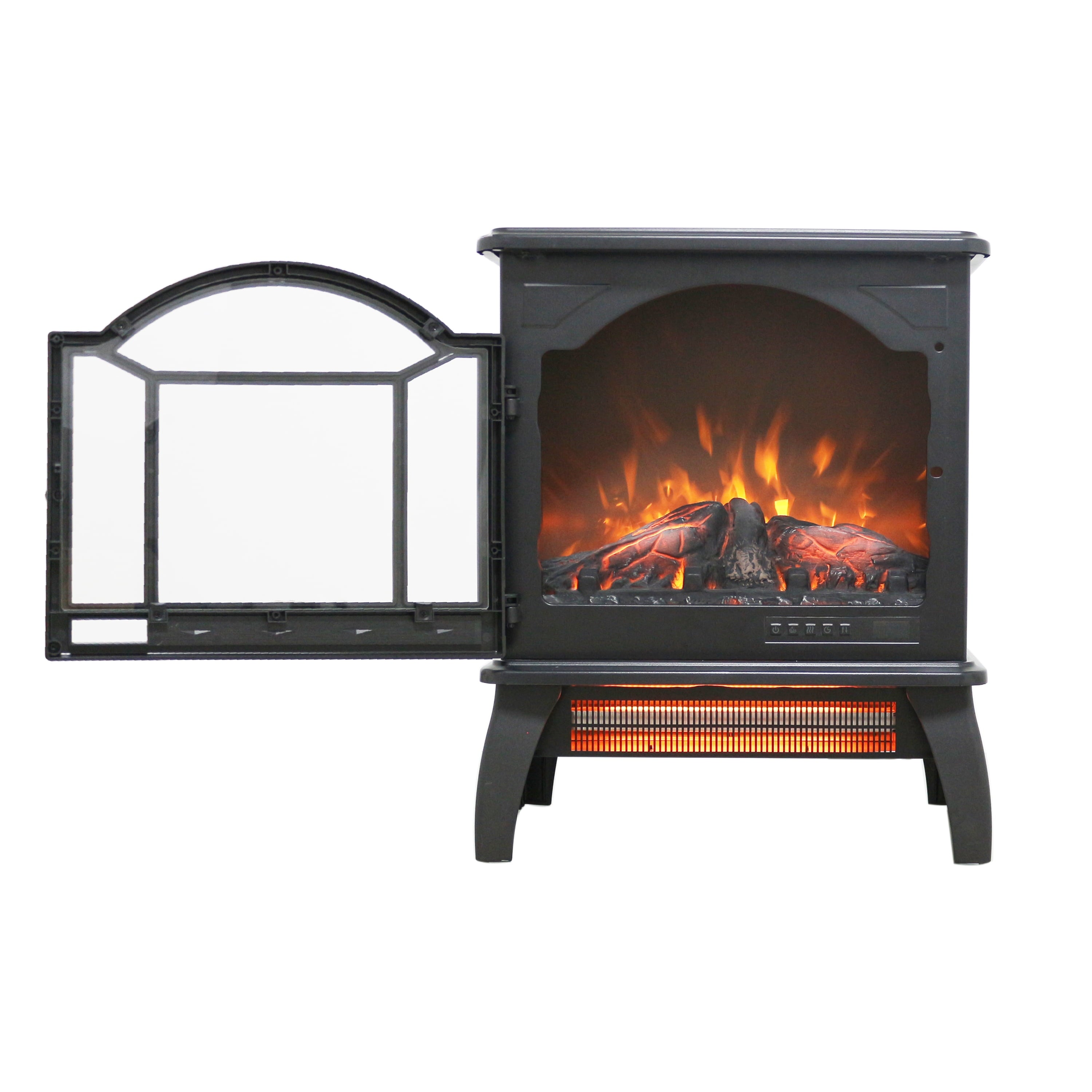 Furnibear 18 inch Electric Fireplace 3D Flame Electric Infrared Quartz Fireplace Stove with Remote Control,Black