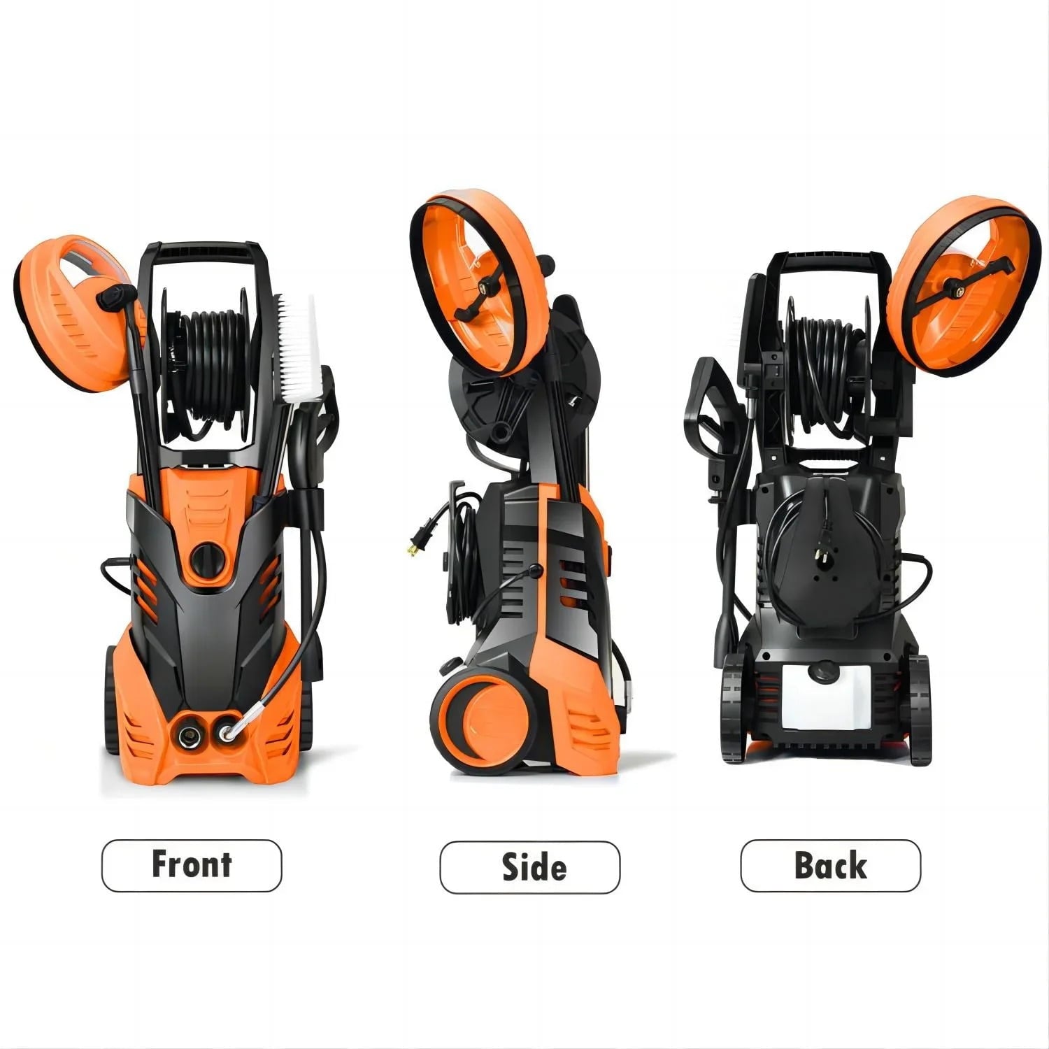 Furnibear 3800 PSI Electric Pressure Washer - Lightweight with Wheels, Easy to Assemble, Includes 5 Nozzles for Cars, Fences, Patios Driveways
