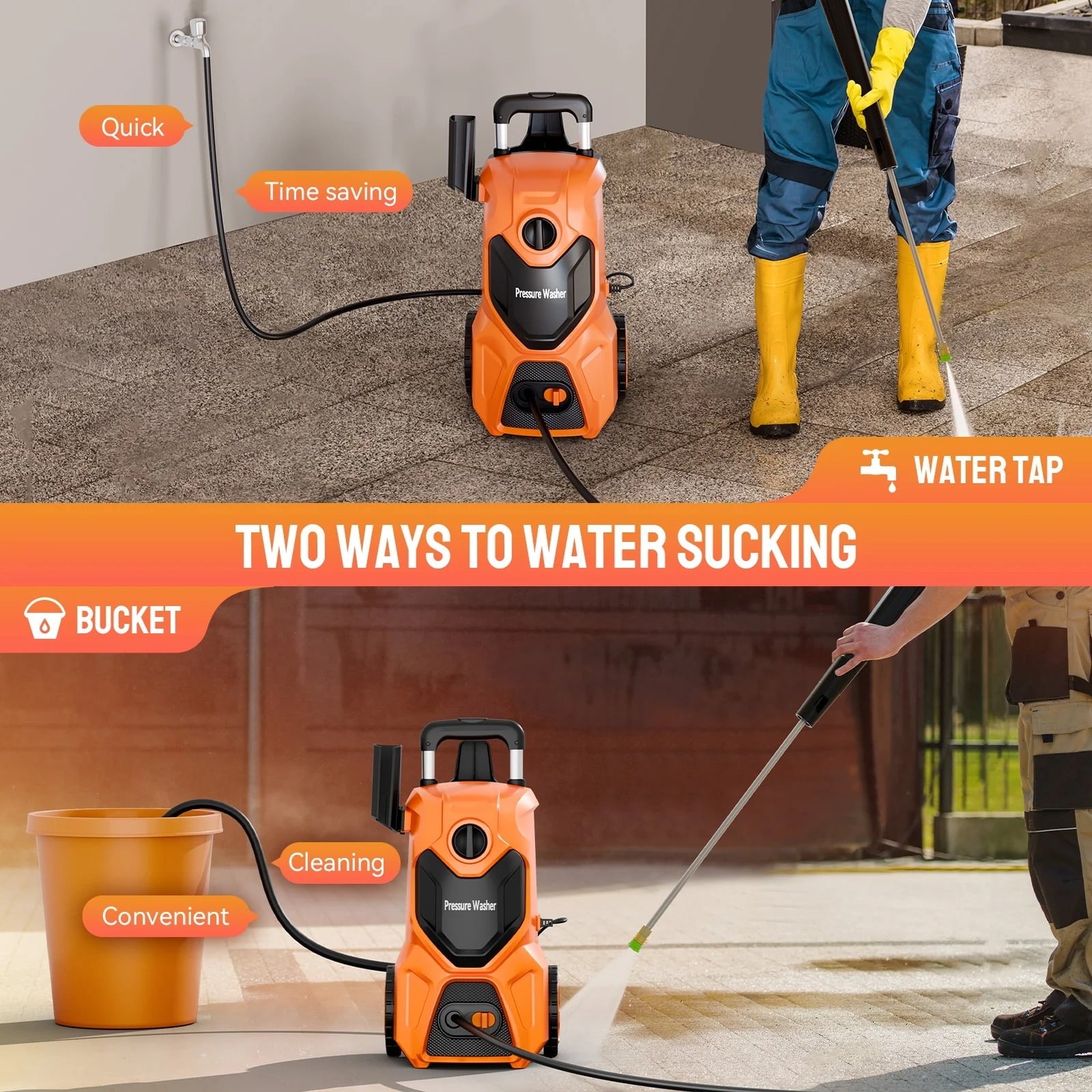 Furnibear 4800 Max PSI Electric Pressure Washer - 3.2 GPM with Foam Cannon 4 Quick-Connect Nozzles, Ideal for Car, Patio, Driveway, Home Pool Cleaning