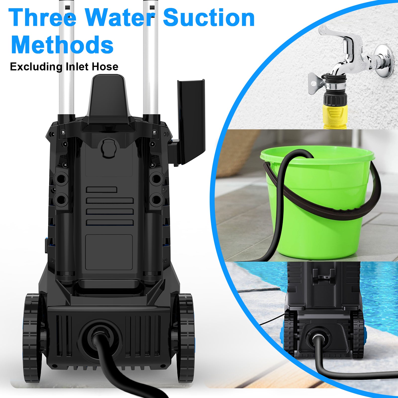 Electric Pressure Washer, Furnibear 2.6 GPM Power Washer with 5 Quick Connect Nozzles, High Pressure Cleaning Machine with Foam Cannon for Cars, Fences, Patios, Decks, Patios and Driveway(Blue)