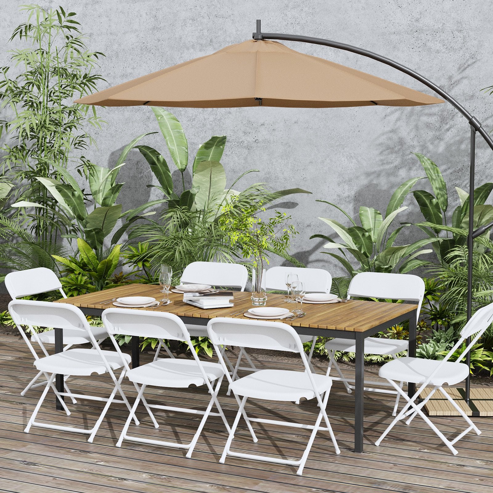 Furnibear 10 Pack Plastic Folding Chairs Indoor/Outdoor Foldable Chair Set, 350 lbs Capacity, White