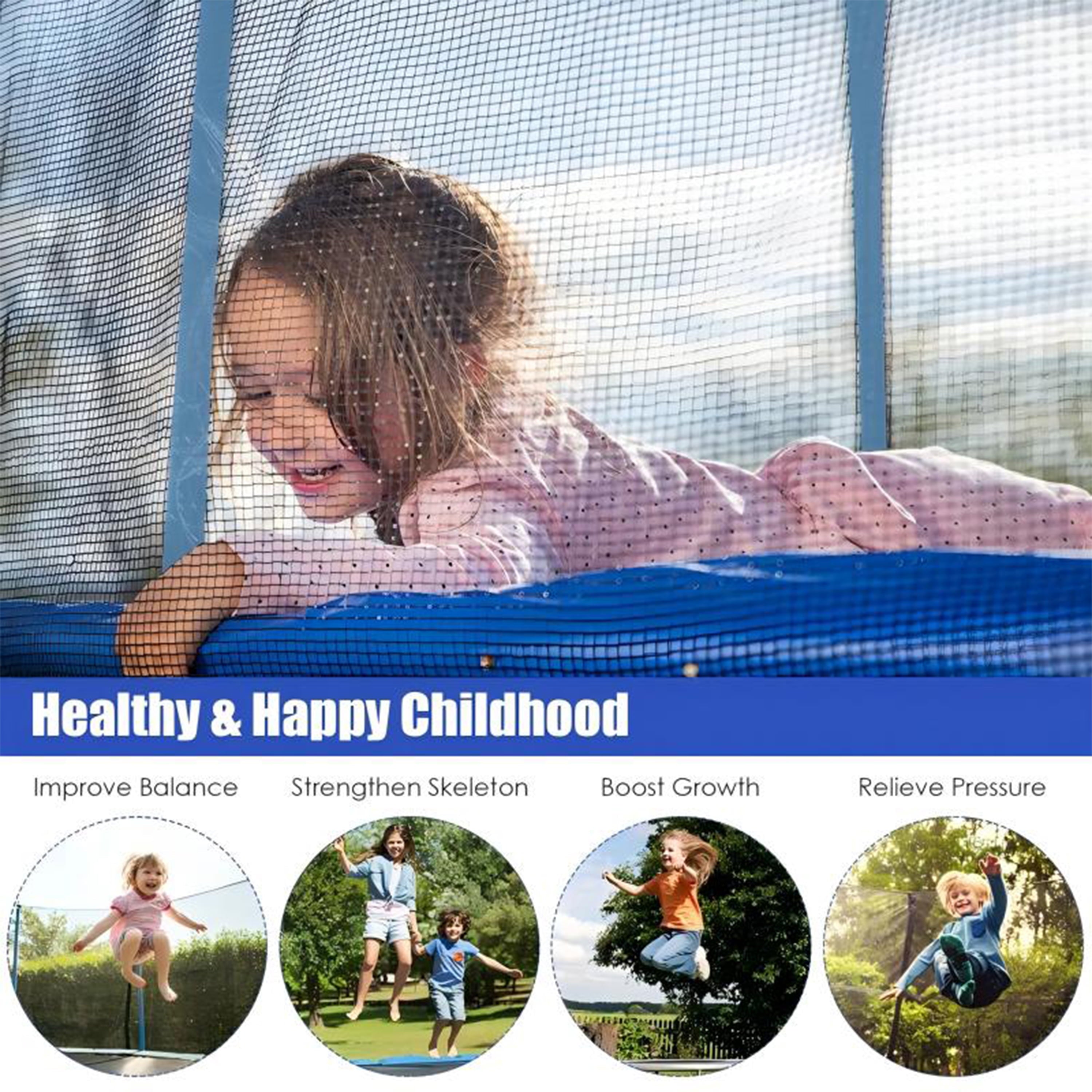 Furnibear 1000 LBS 12 FT Trampoline for Kids and Adults, Heavy-Duty Recreational Outdoor Trampoline with Basketball Hoop and Safety Enclosure Net