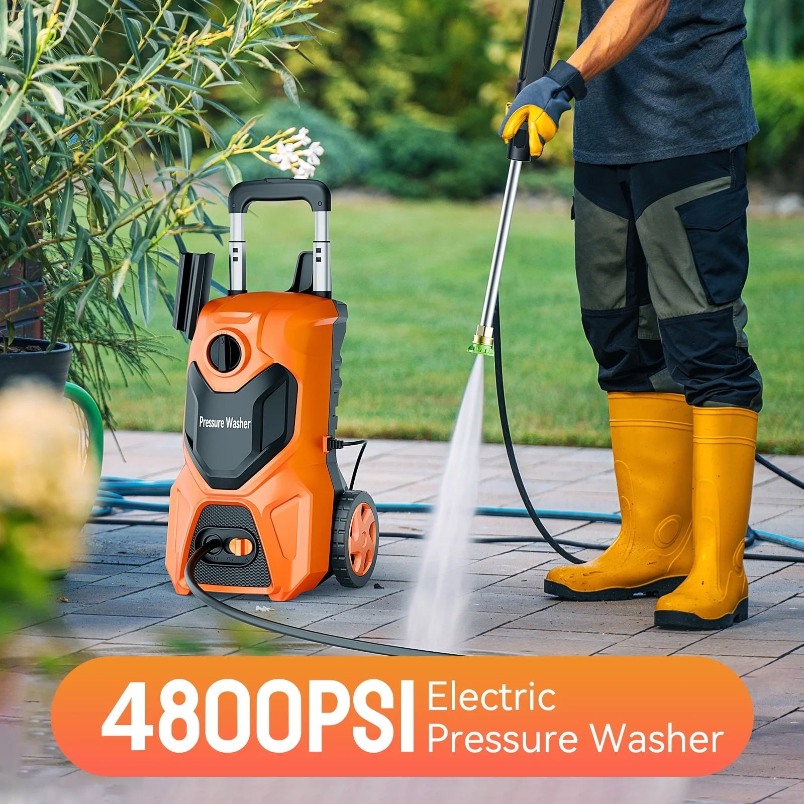 Furnibear 4800 Max PSI Electric Pressure Washer - 3.2 GPM with Foam Cannon 4 Quick-Connect Nozzles, Ideal for Car, Patio, Driveway, Home Pool Cleaning
