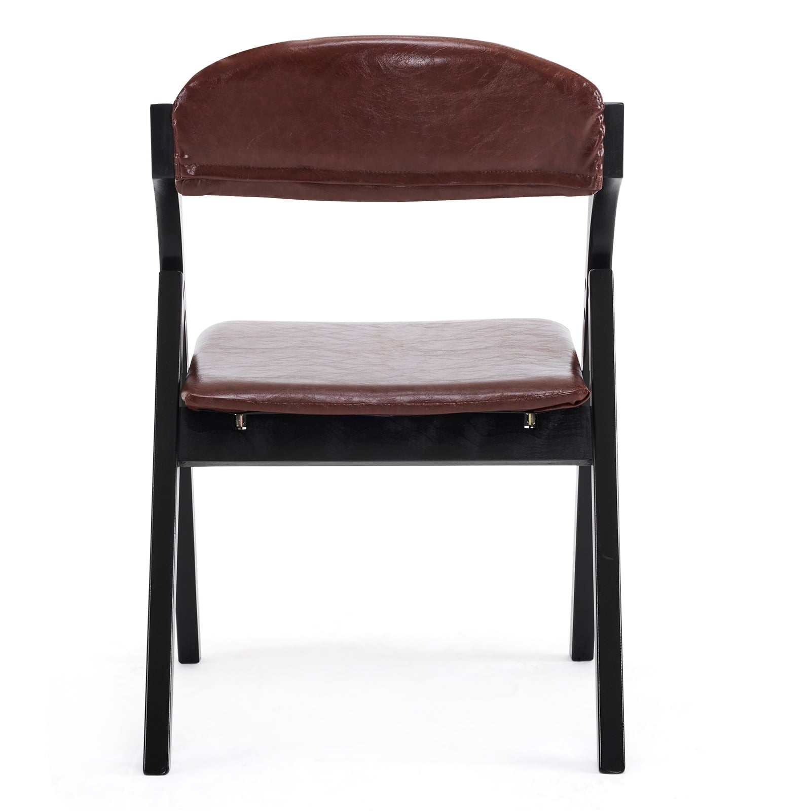 Furnibear Wood 2 Pack Folding Chairs, PU Leather Padded Protable Chairs