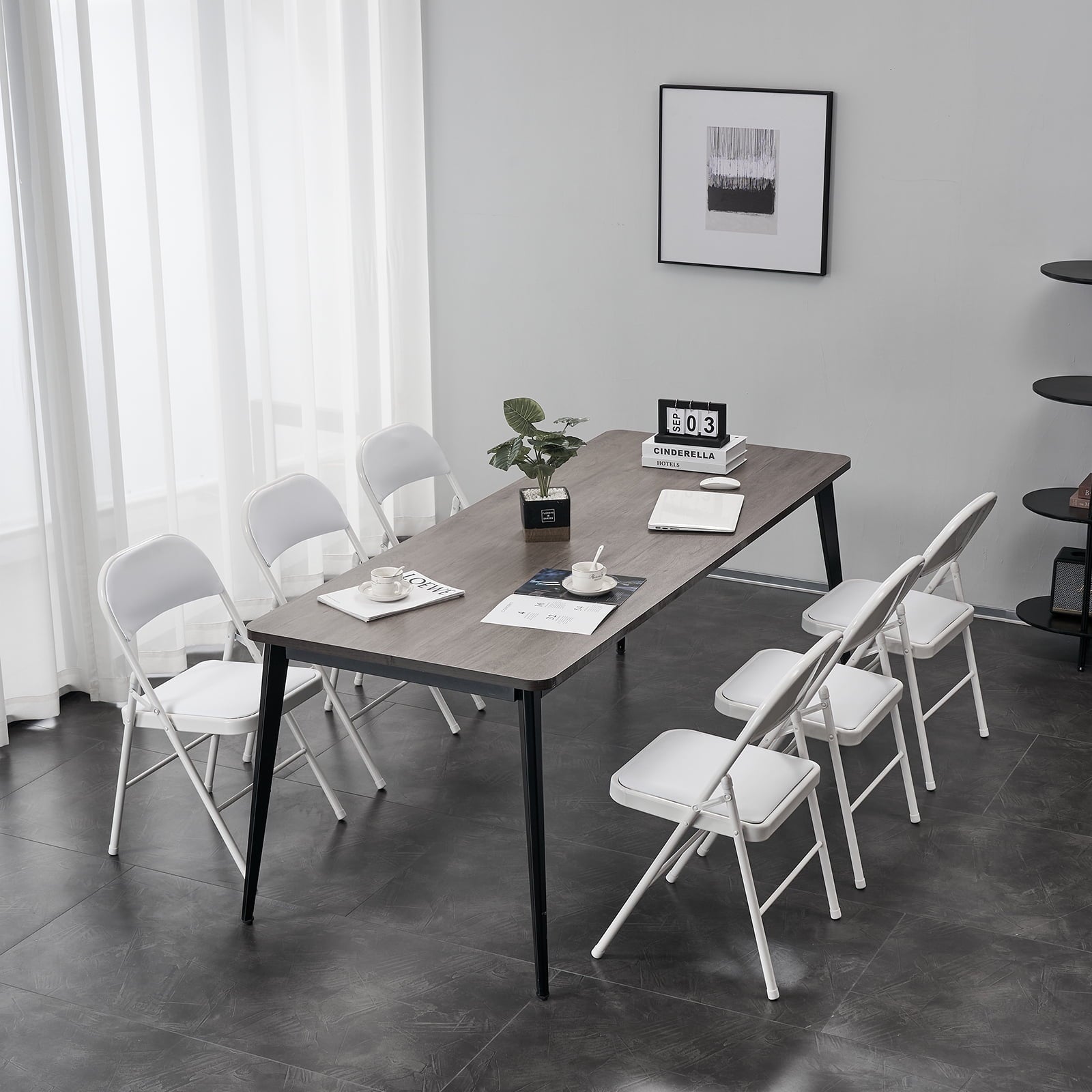 Furnibear 6 Pack Folding Chairs, Leather Padded Cushion Chairs with Comfortable Cushion and Stainless Steel Frame for Home and Office, for Indoor and Outdoor Events