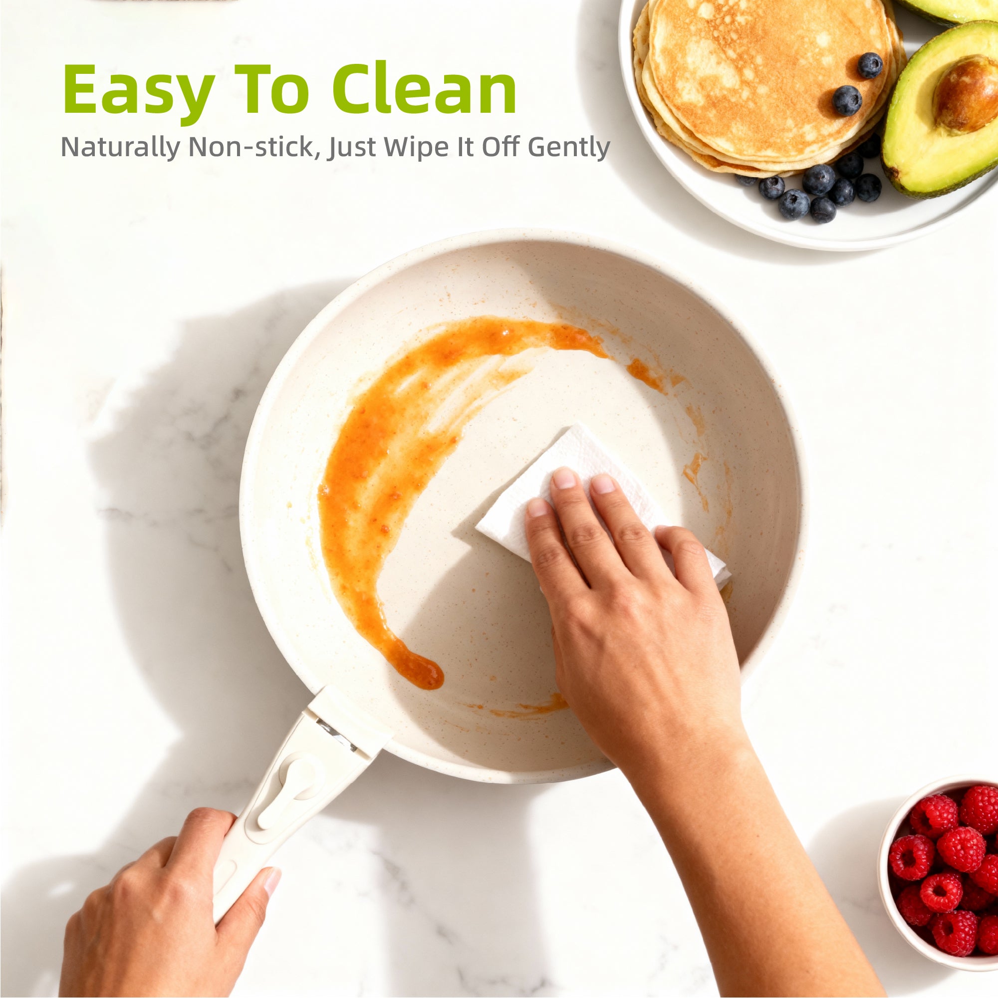 Furnibear 20pcs Pots and Pans Set Nonstick, Kitchen Ceramic Cookware Set for RV and Camping, with Pots Protectors and Cooking Utensils, White