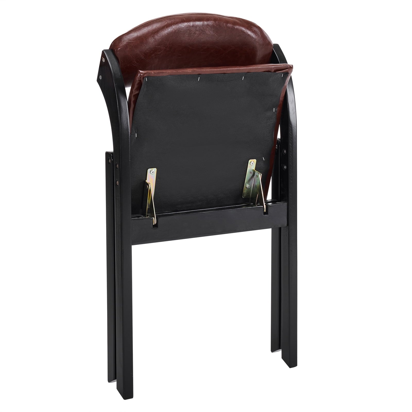 Furnibear Wood 2 Pack Folding Chairs, PU Leather Padded Protable Chairs