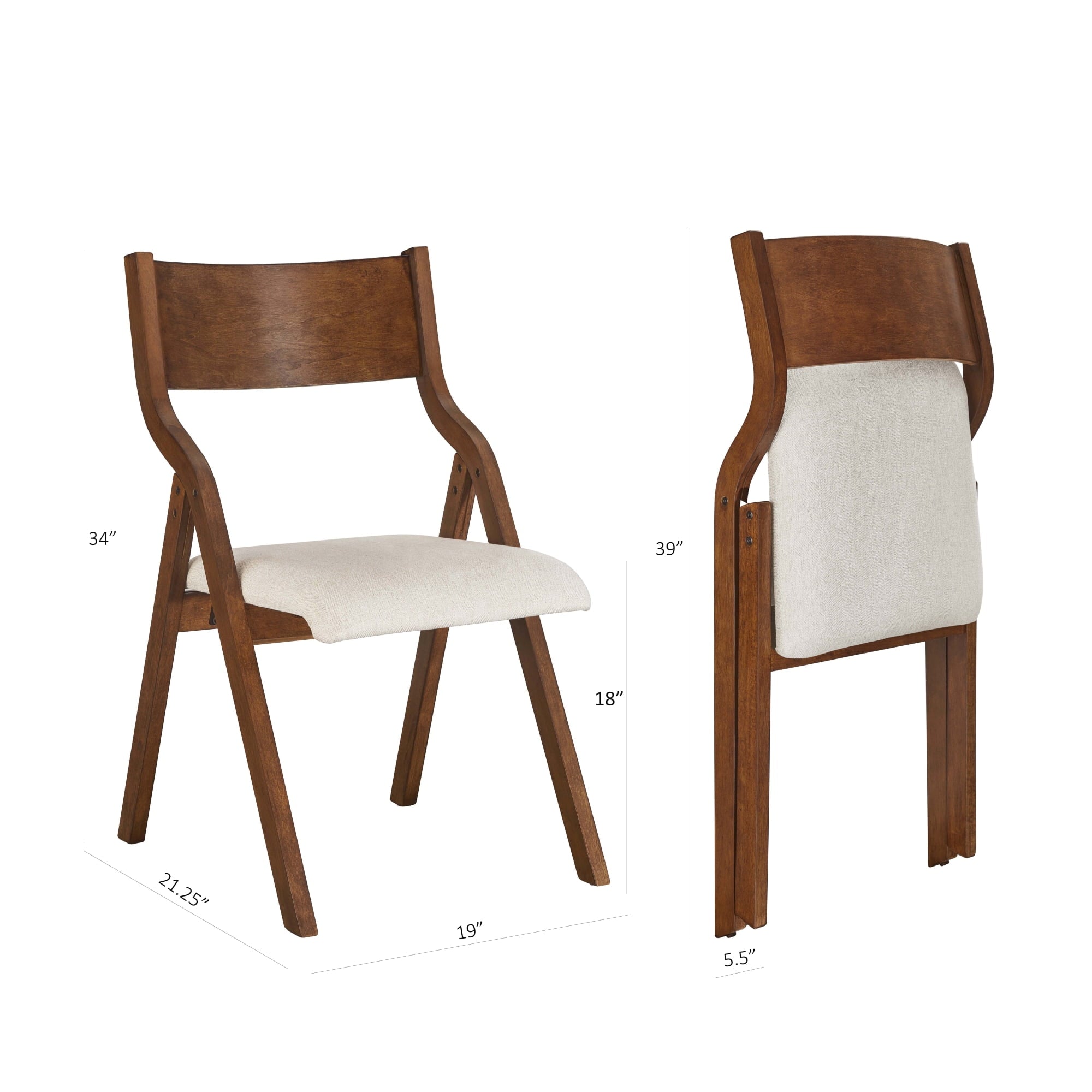Furnibear Wood 2 Pack Folding Chairs, Comfortable Velvet Padded Protable Chairs