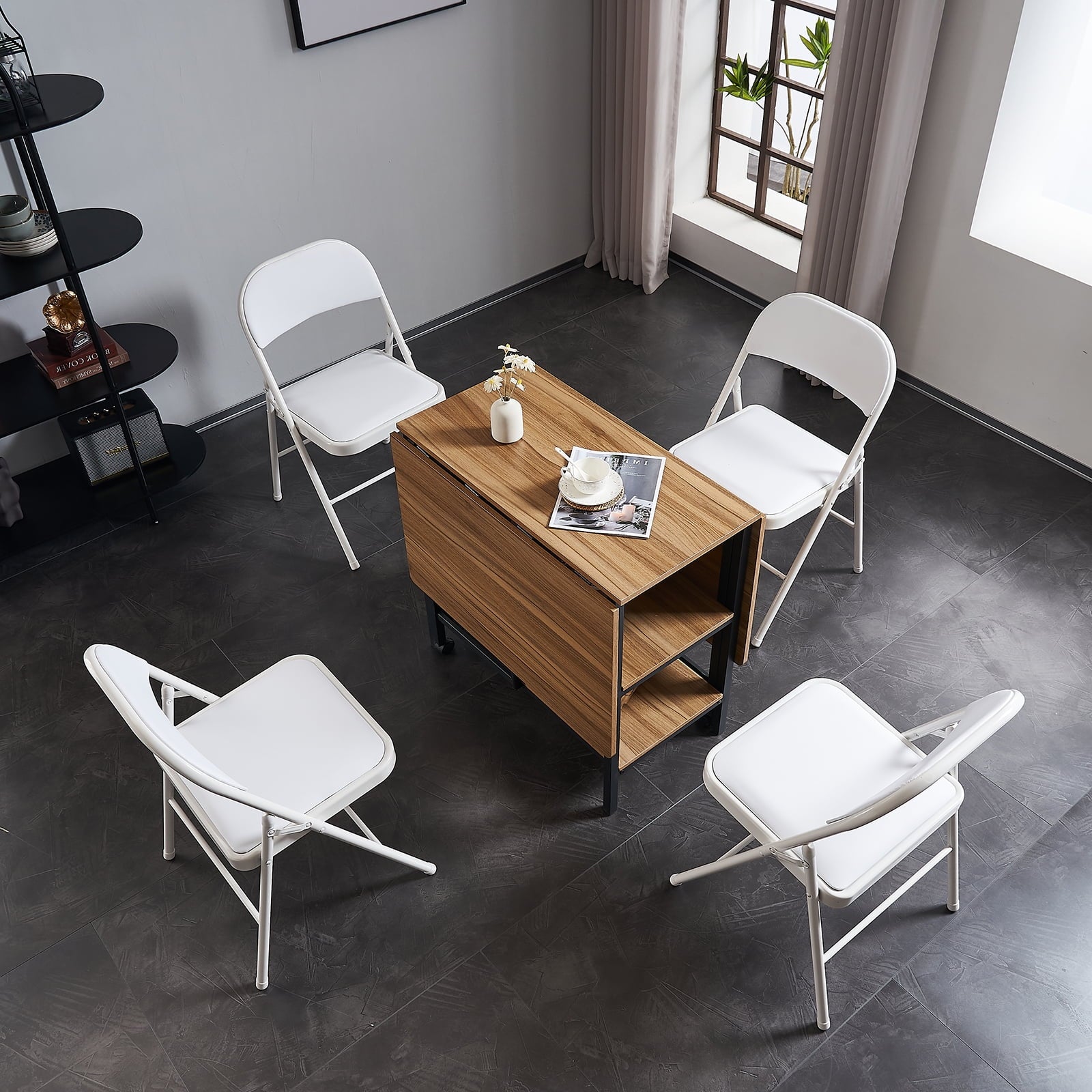Furnibear 4 Pack Folding Chairs, Leather Padded Cushion Chairs with Comfortable Cushion and Stainless Steel Frame for Home and Office, for Indoor and Outdoor Events